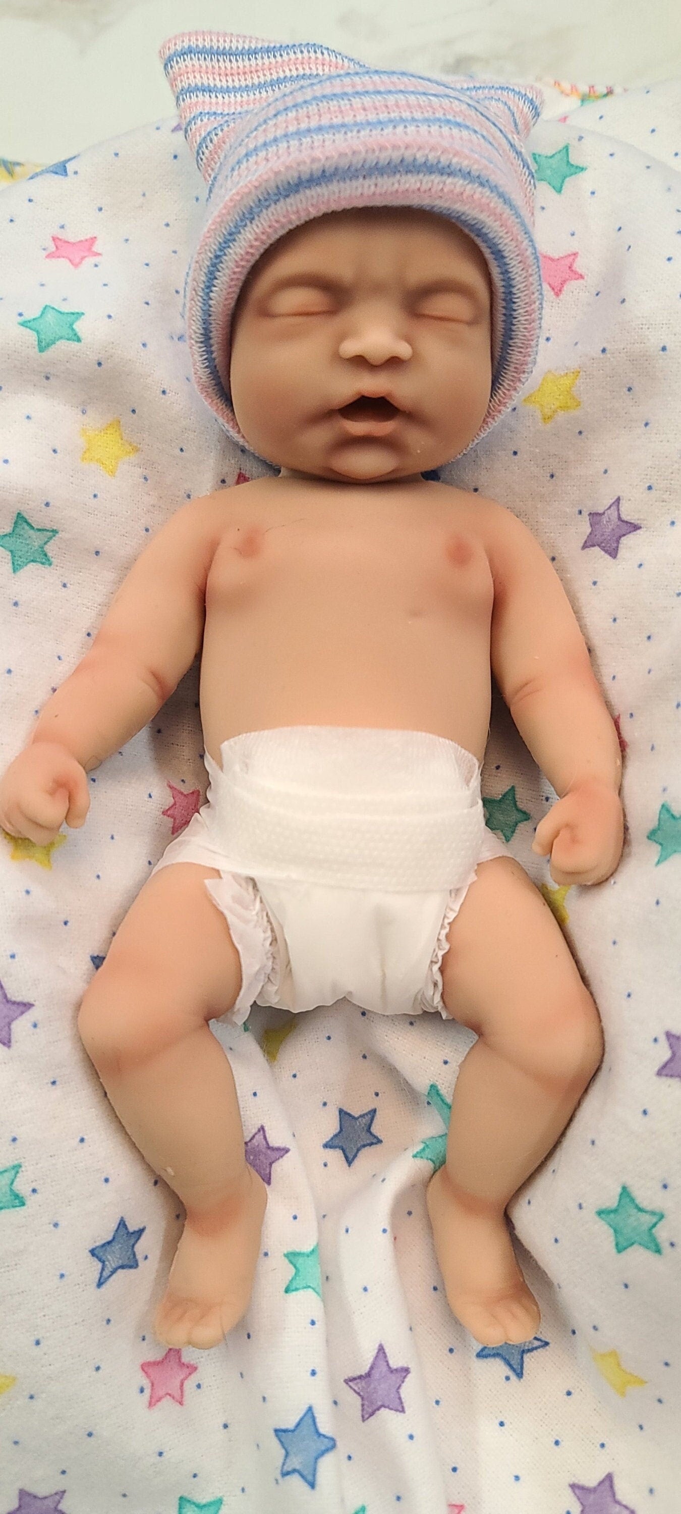 Silicone Baby Doll Micro Preemie Miniature "Jamie" boy Handmade in USA Reborn Therapy or Gift Children Full Body