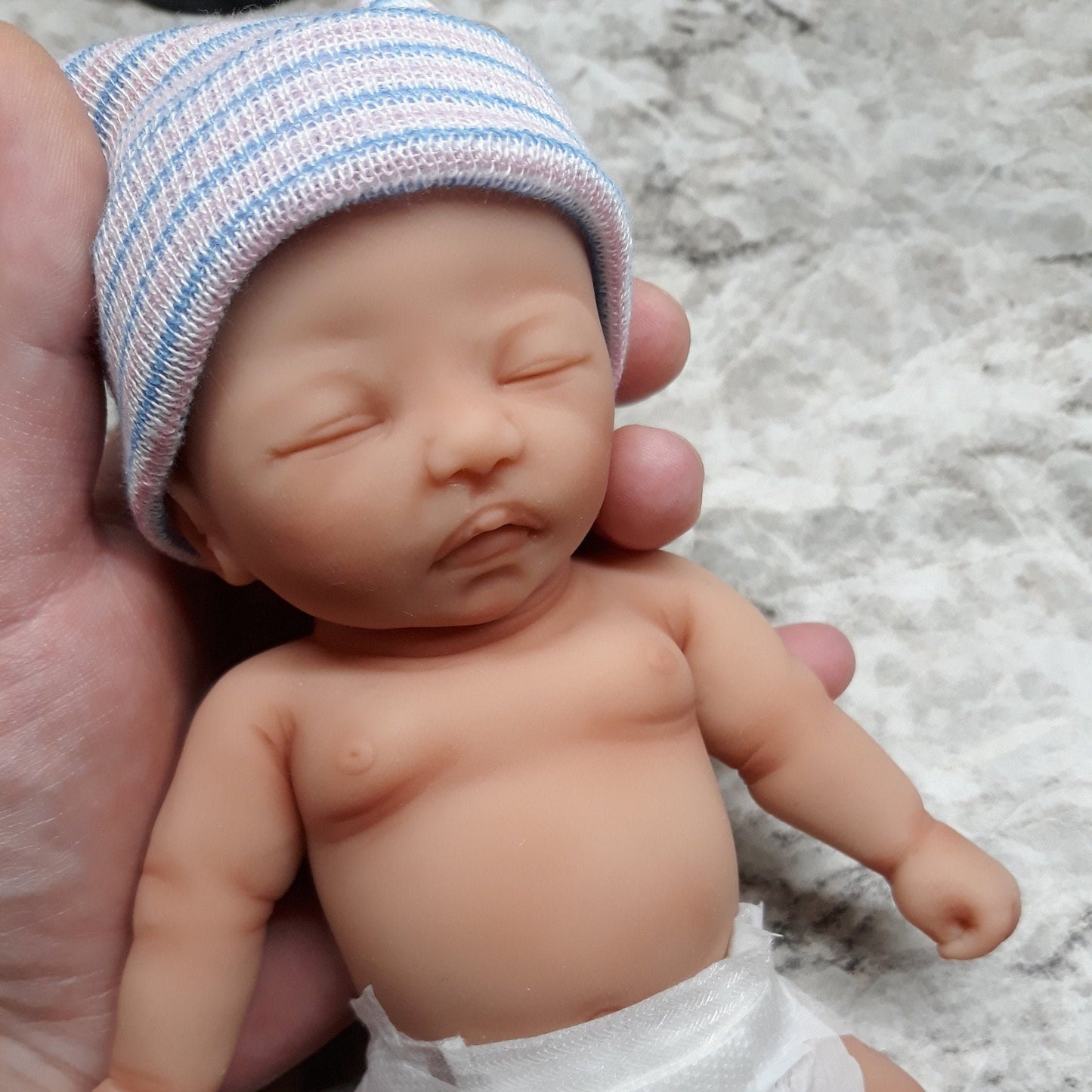 Silicone Baby Doll Micro Preemie Miniature "Izzy" Handmade in USA Reborn Therapy or Gift Children Full Body