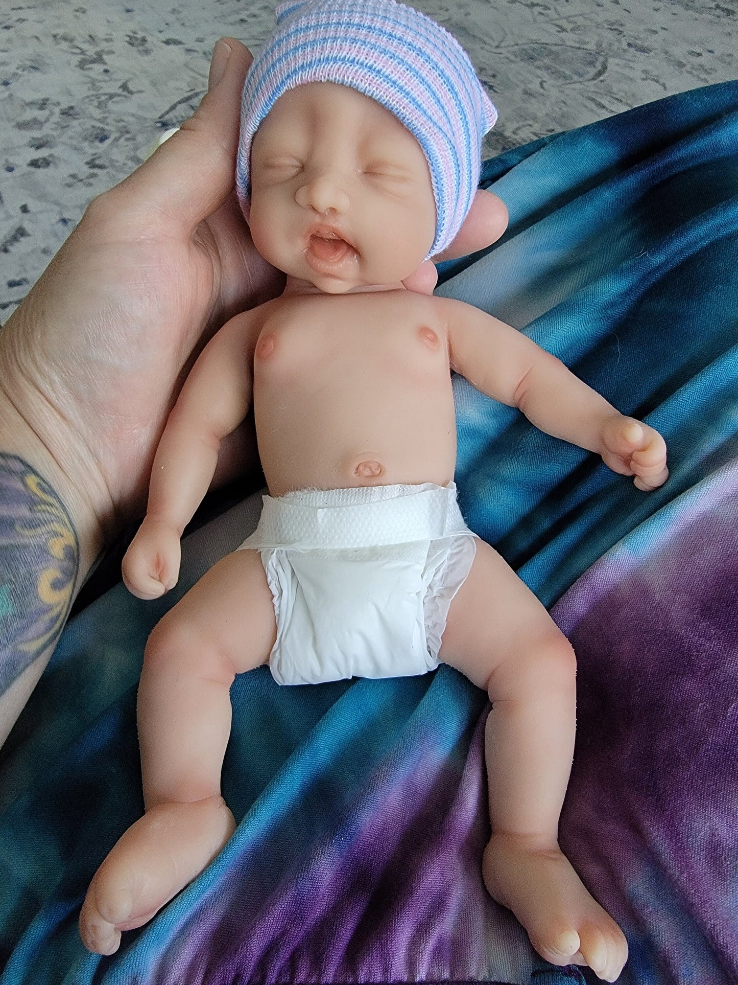 Silicone Baby Doll Micro Preemie Miniature "Harper" Handmade in USA Reborn Therapy or Gift Children Full Body