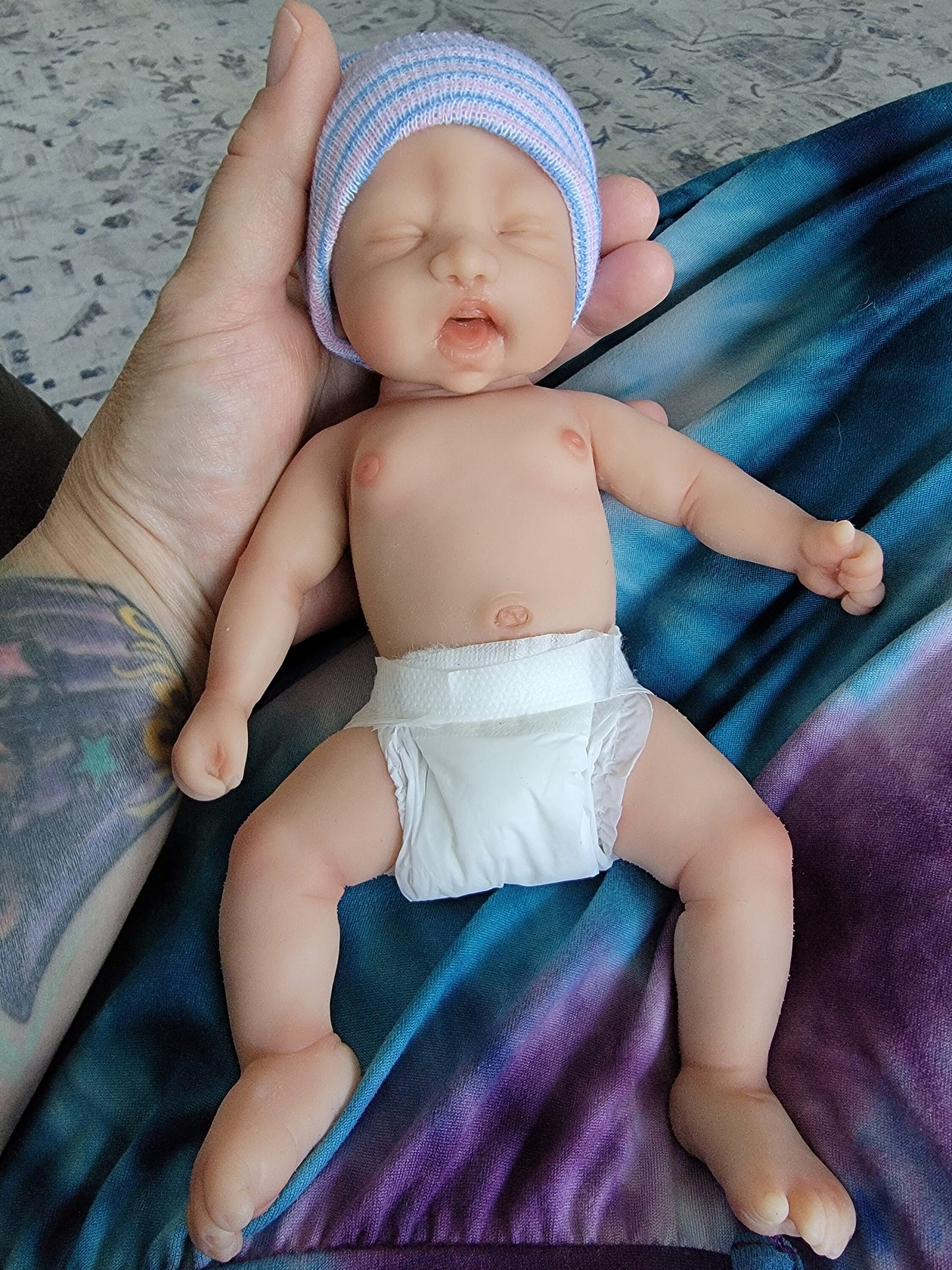Silicone Baby Doll Micro Preemie Miniature "Harper" Handmade in USA Reborn Therapy or Gift Children Full Body
