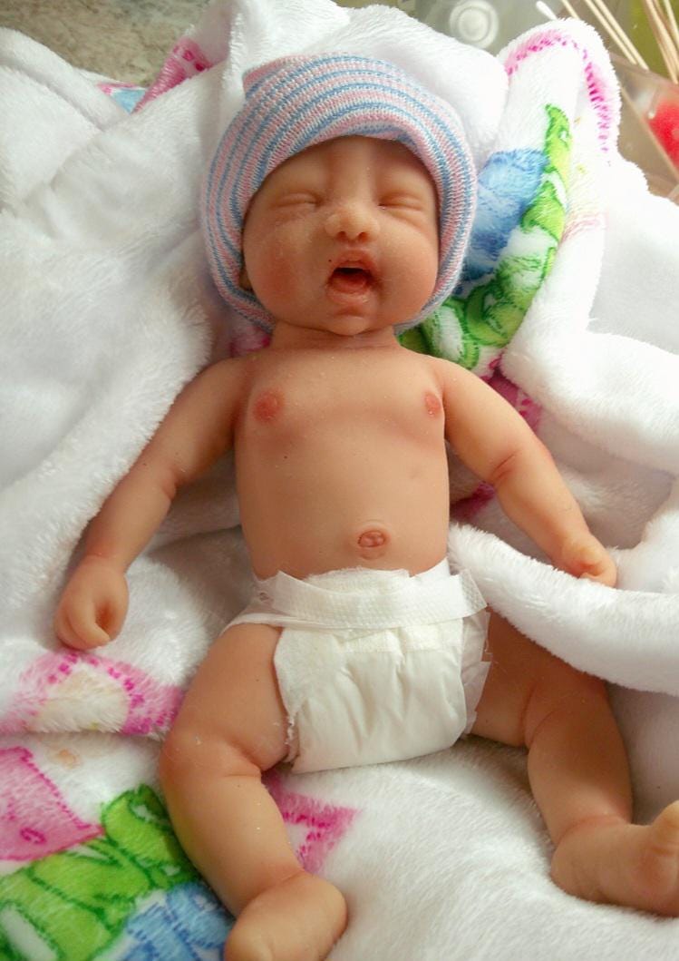 Silicone Baby Doll Micro Preemie Miniature "Harper" Handmade in USA Reborn Therapy or Gift Children Full Body