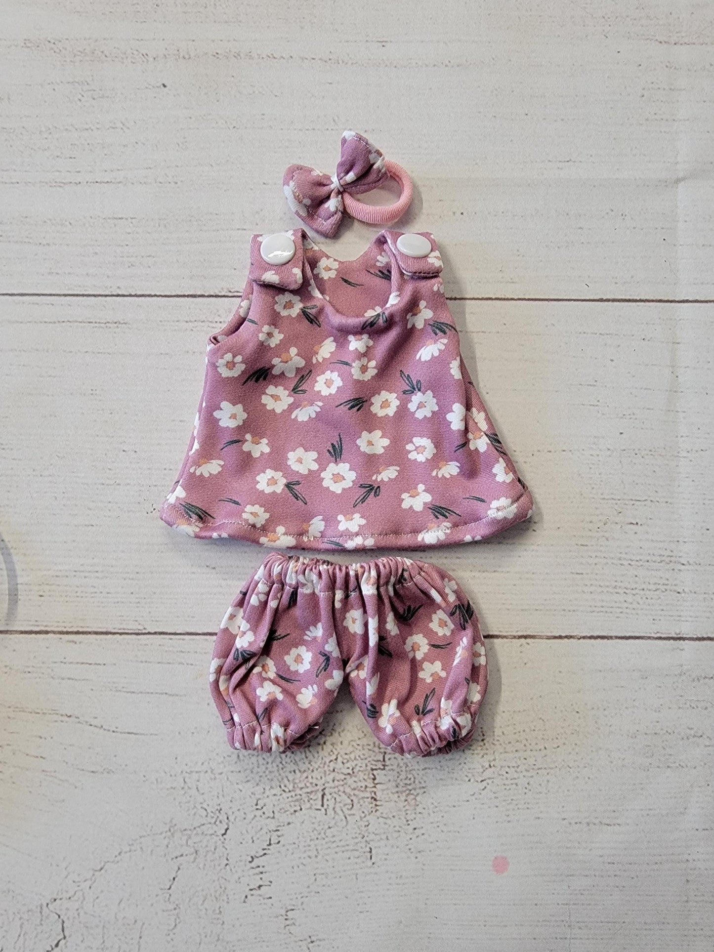 3 Piece Tank Top with Bloomers and Bow Headband Doll Outfit (Does Not include Doll)