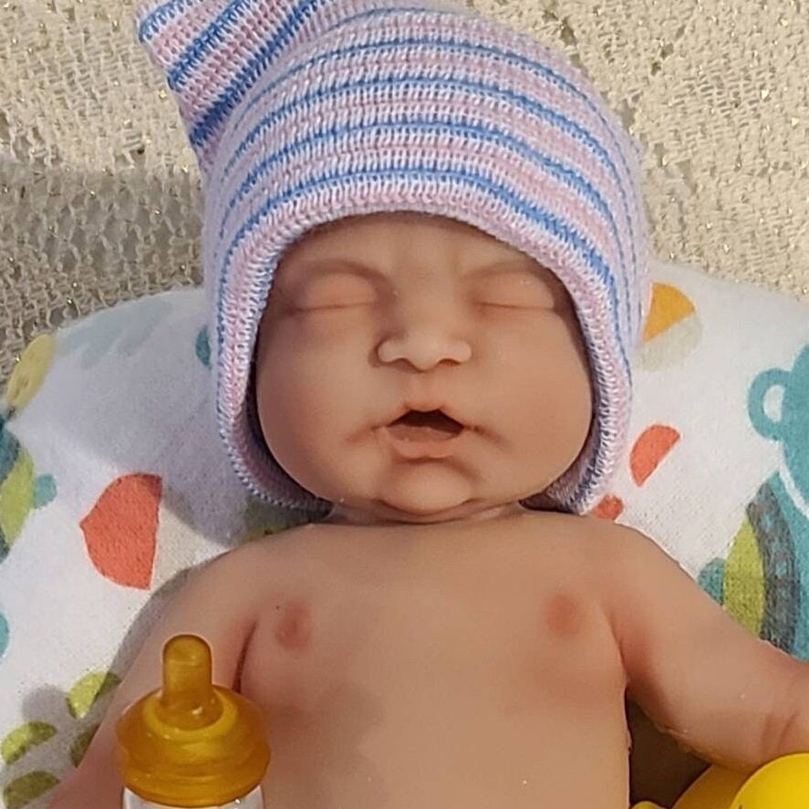 Silicone Baby Doll Micro Preemie Miniature "Jamie" boy Handmade in USA Reborn Therapy or Gift Children Full Body