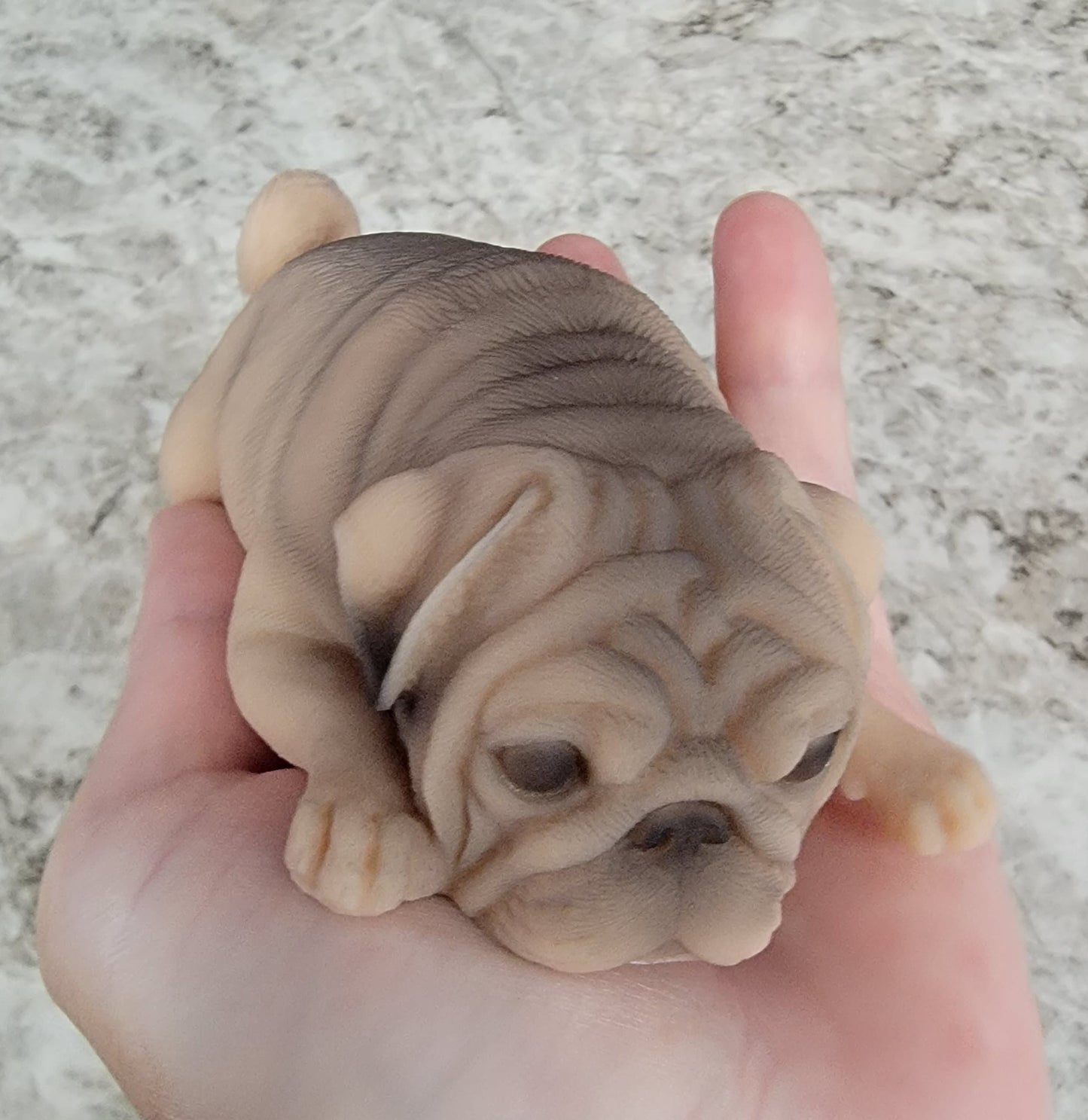 Handmade 5" Pug Full Body Silicone Shelf Sitter