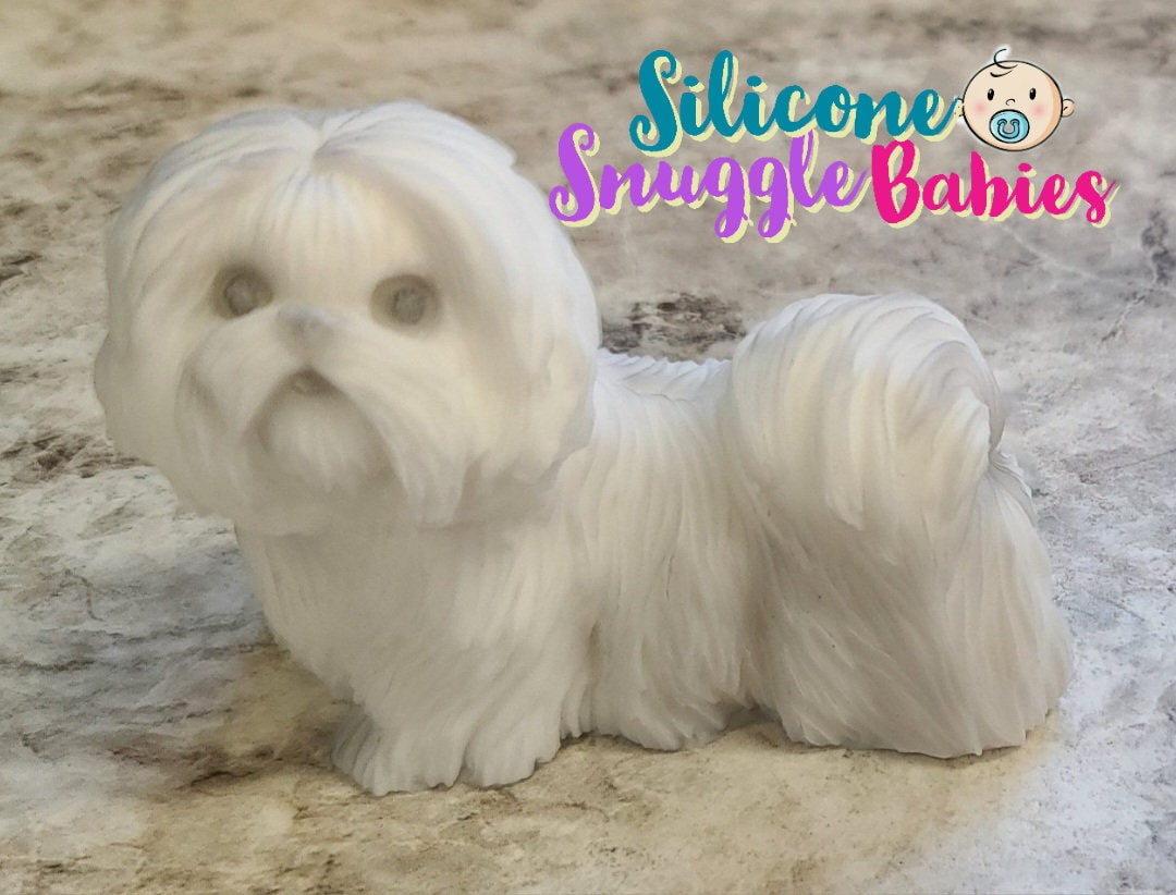 3" Silicone Maltese Dog Therapy or Gift Children or Adult Full Body