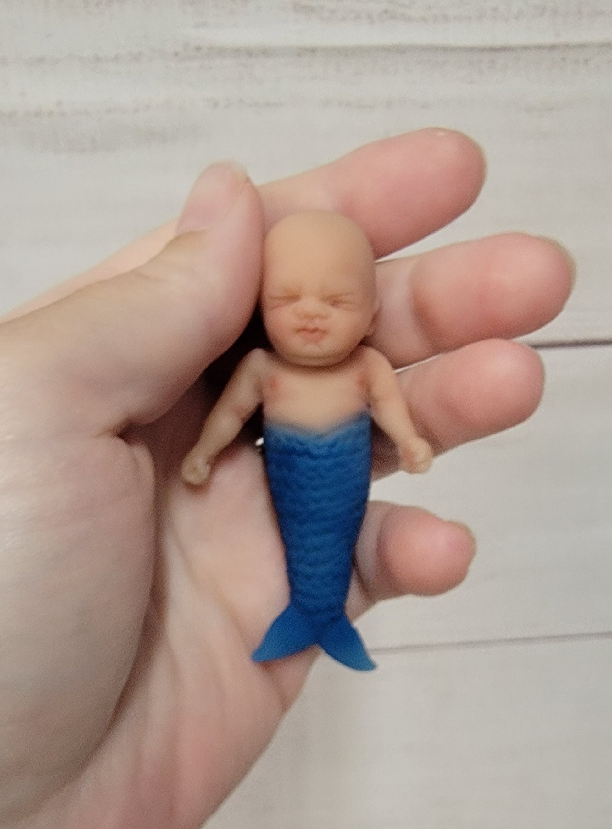 Authentic 3" Mermaid "Drew" Full Silicone Baby Doll New Realism Edition Handmade by Artist