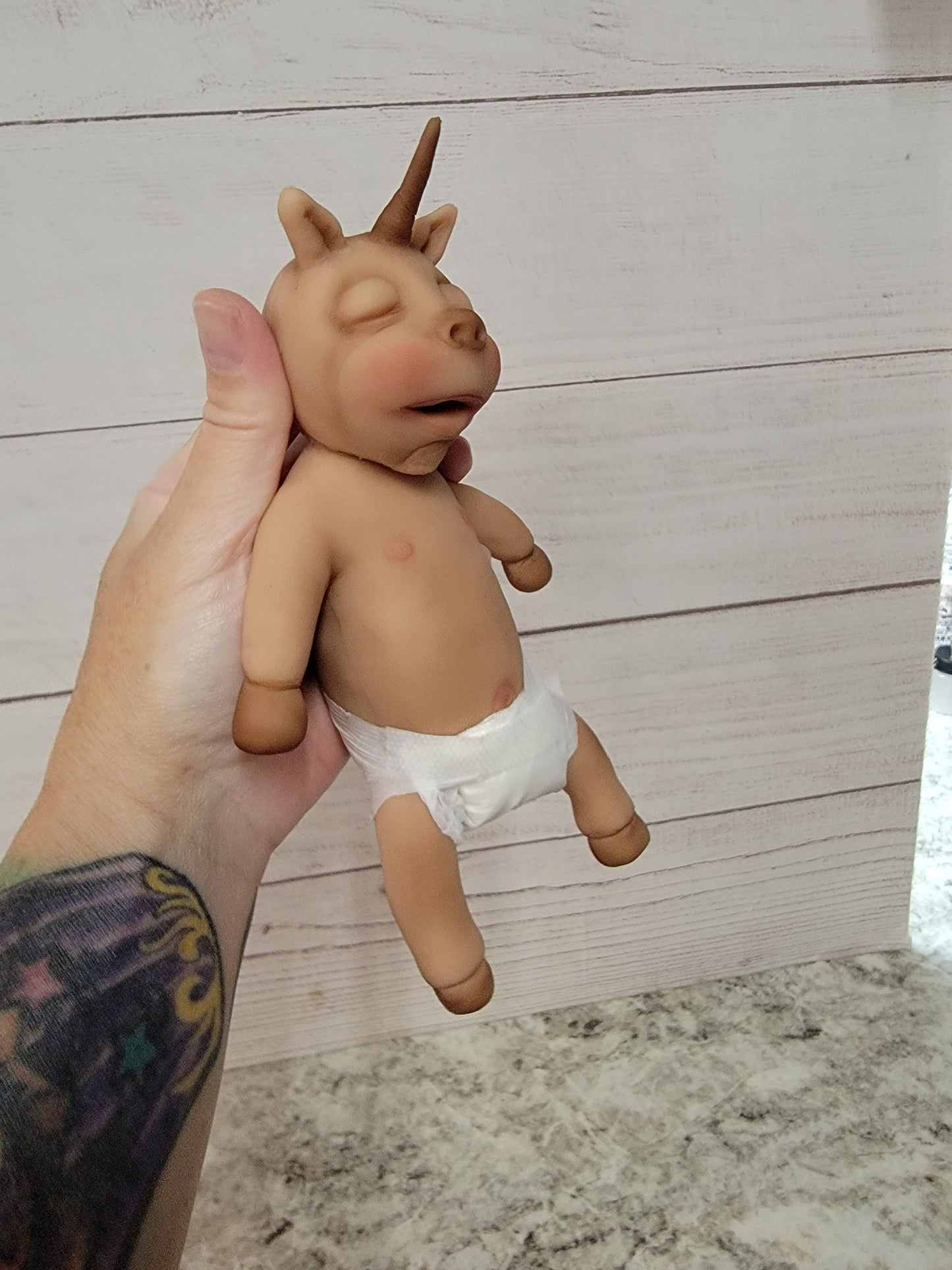 Authentic 7" Unicorn Silicone Baby Doll "Fantasia" by Artist Handmade by Artist