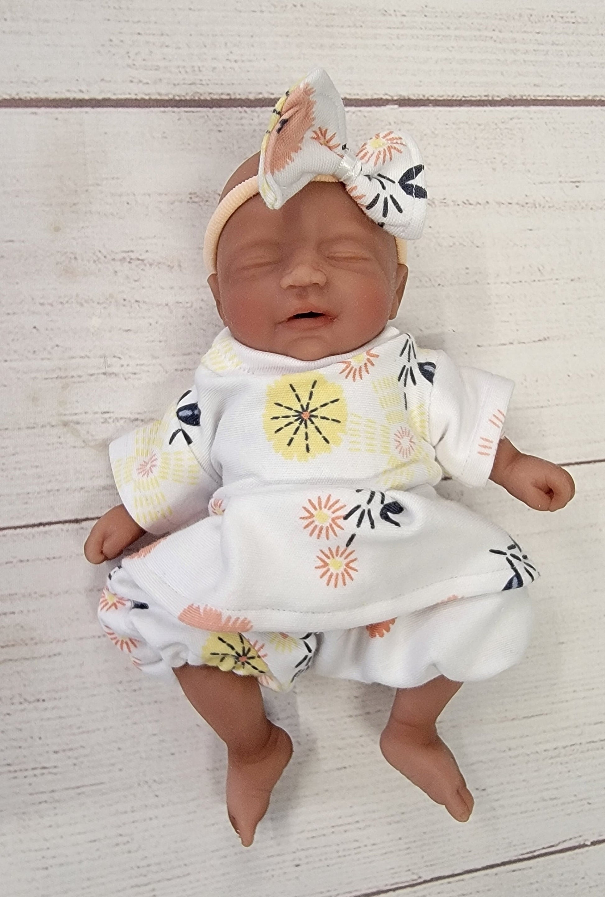 3 Piece Ruffled Top with Bloomers and Headband bow Outfit