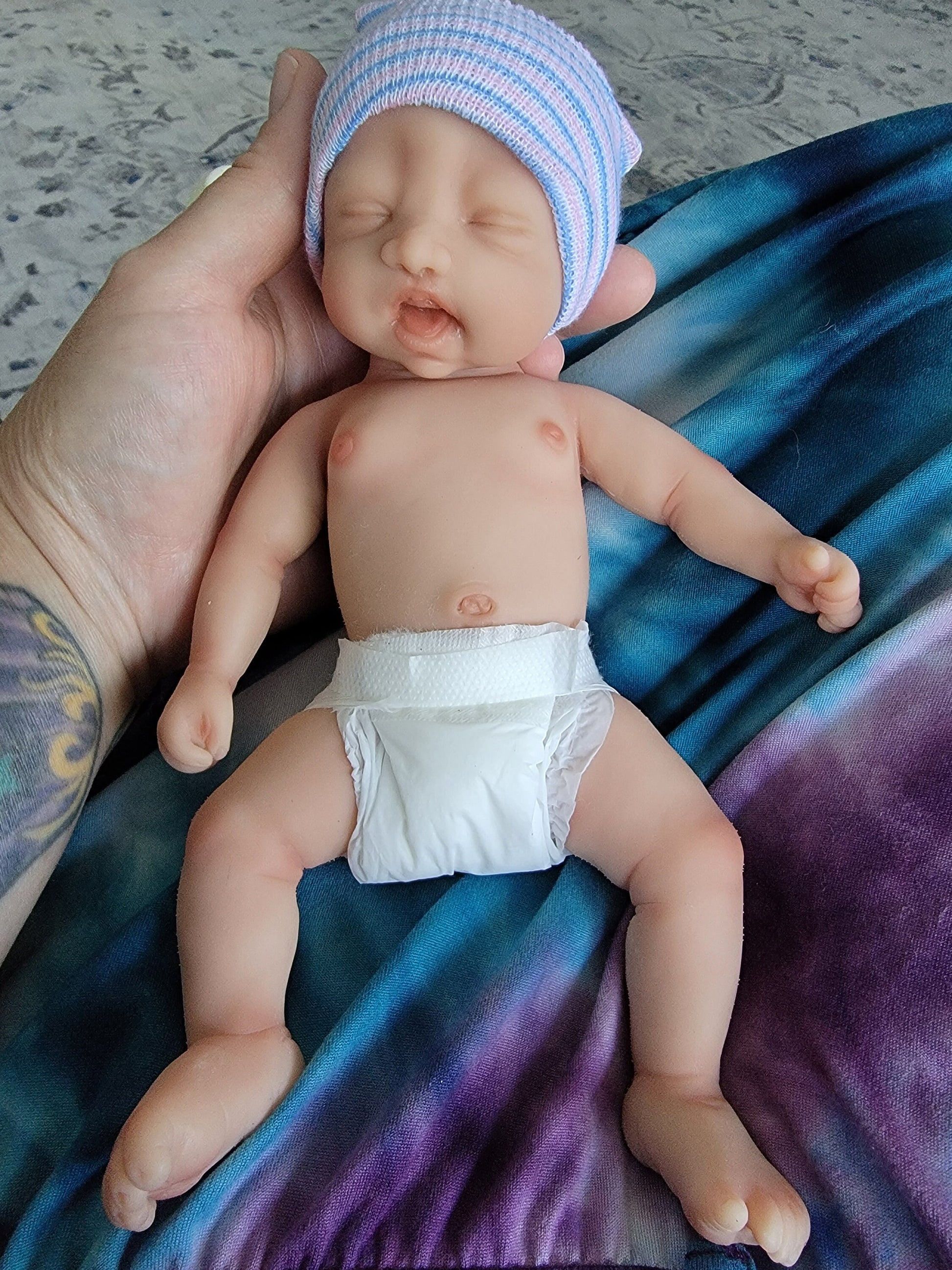 Silicone Baby Doll Micro Preemie Miniature "Harper" Handmade in USA Reborn Therapy or Gift Children Full Body