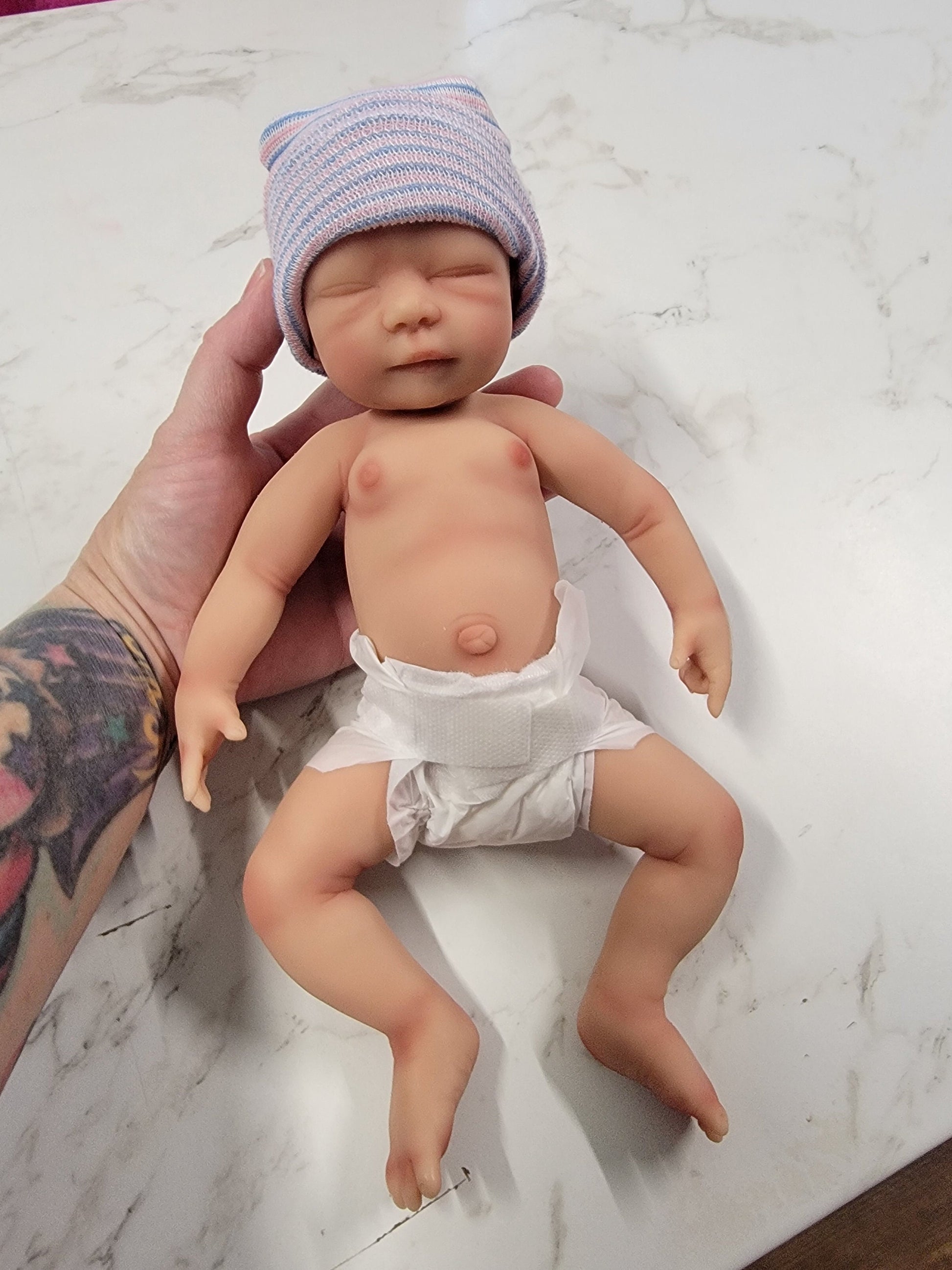 Silicone Baby Doll Micro Preemie Miniature Quinn Handcrafted in the USA Reborn Therapy or Gift Children 12 inches Full Body