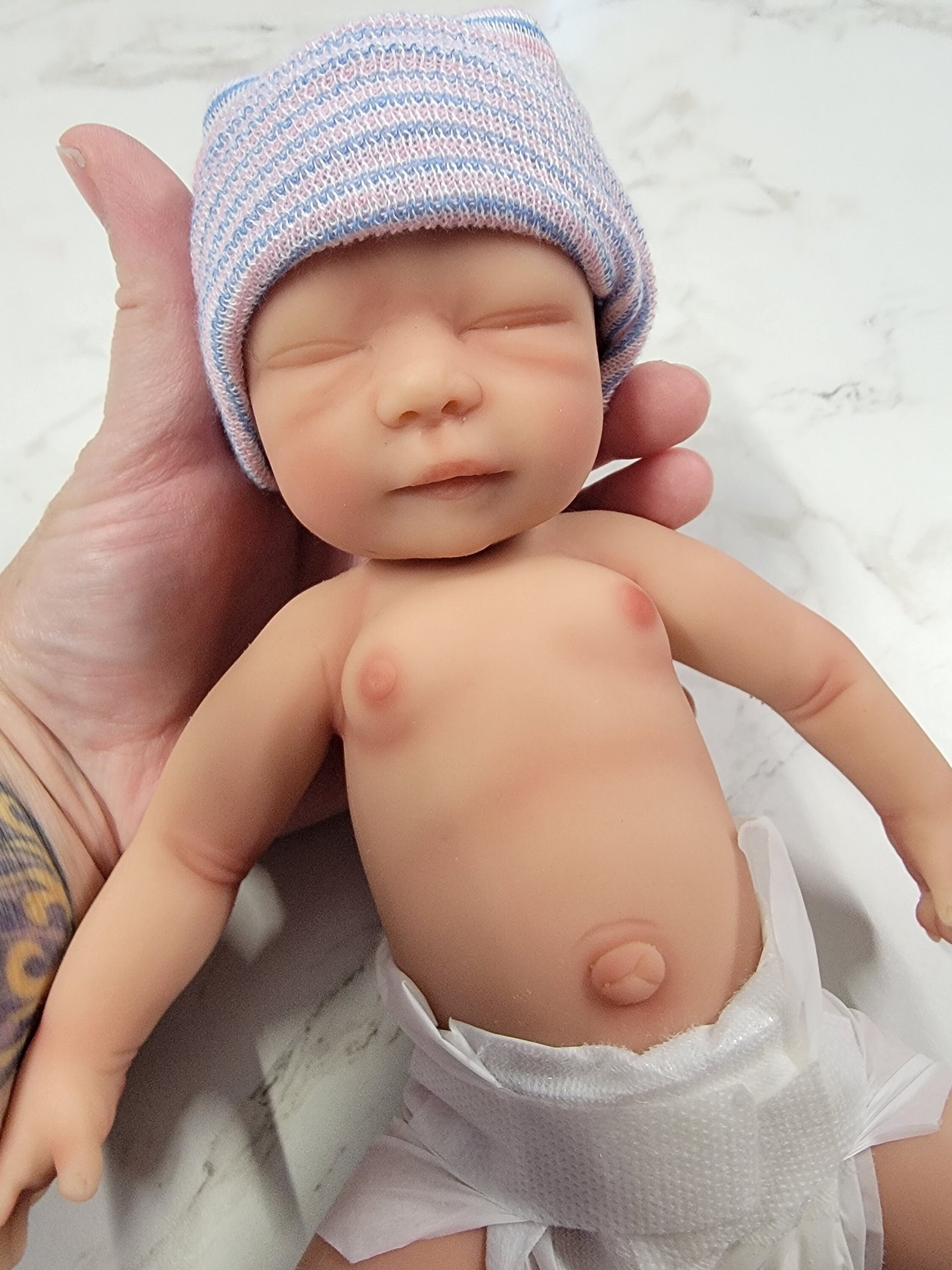 Silicone Baby Doll Micro Preemie Miniature Quinn Handcrafted in the USA Reborn Therapy or Gift Children 12 inches Full Body