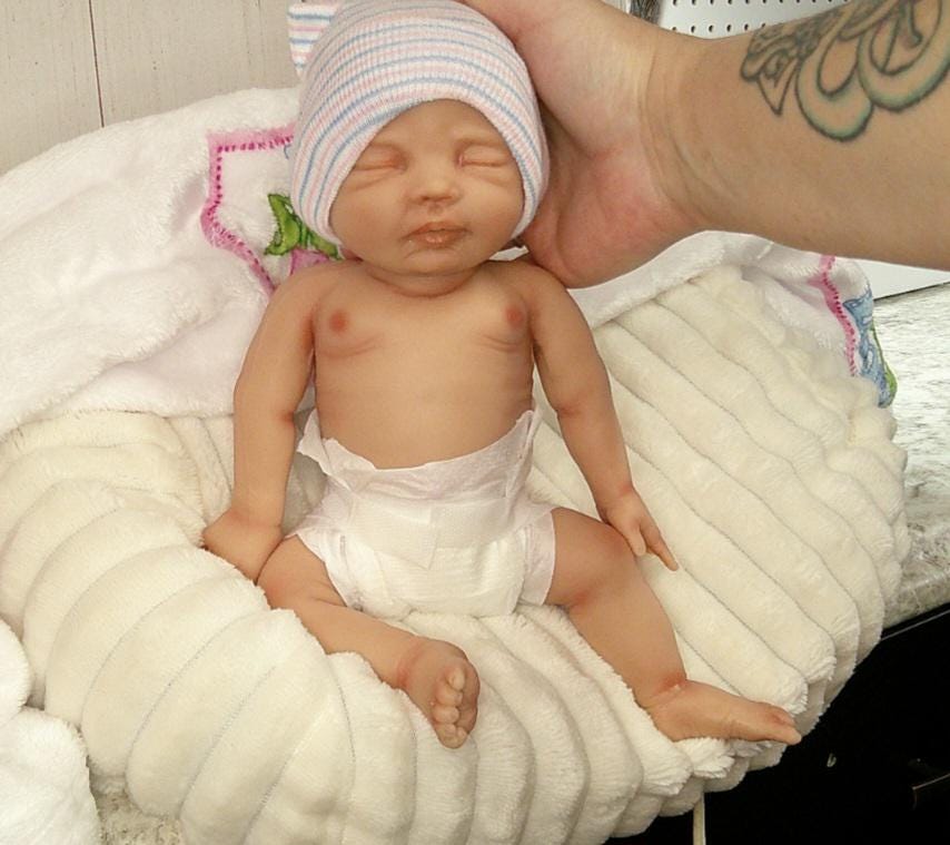 Silicone Baby Doll Micro Preemie "Charlotte" or "Carter" Handcrafted in the USA Full Body Reborn Therapy or Gift Children Full Body