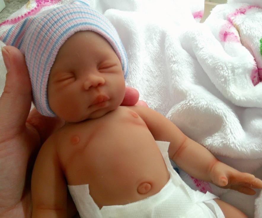 Silicone Baby Doll Micro Preemie "Casey" Choice of boy or girl Handmade in USA Reborn Therapy or Gift Children Full Body