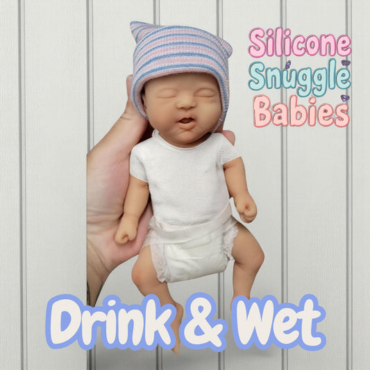 Drink and Wet Silicone Baby Doll 7 inch "Jackson" or "Jada"