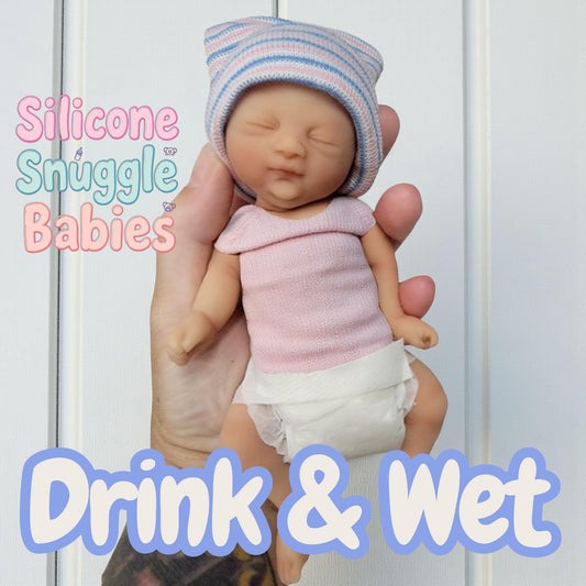 Drink and Wet Silicone Reborn Baby Doll 6 inches "Tobi"