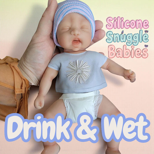 Drink and Wet Silicone Baby Girl Doll 9 inch "Harper"