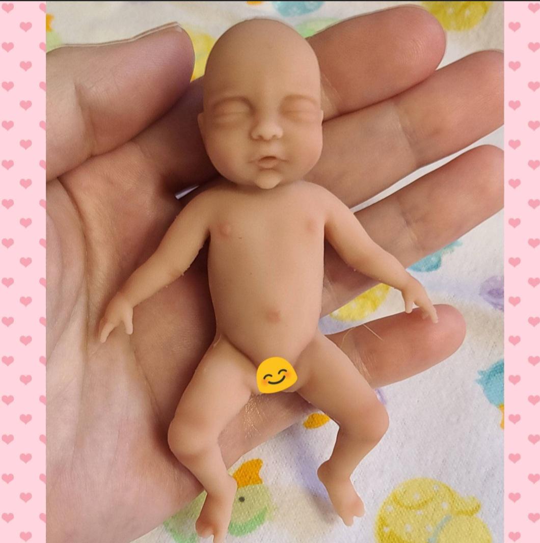Authentic 4" Silicone Baby Doll "Piper" New Enhanced Realism Edition Handmade by Artist