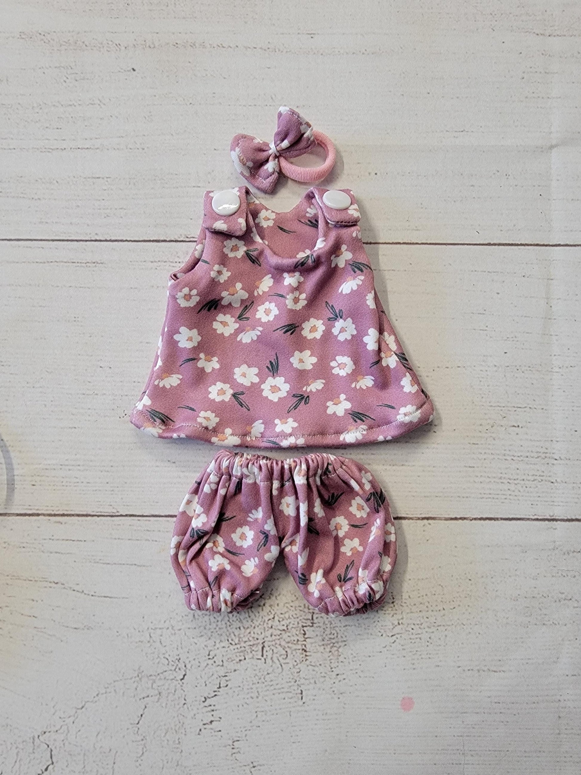 3 Piece Tank Top with Bloomers and Bow Headband Doll Outfit (Does Not include Doll)