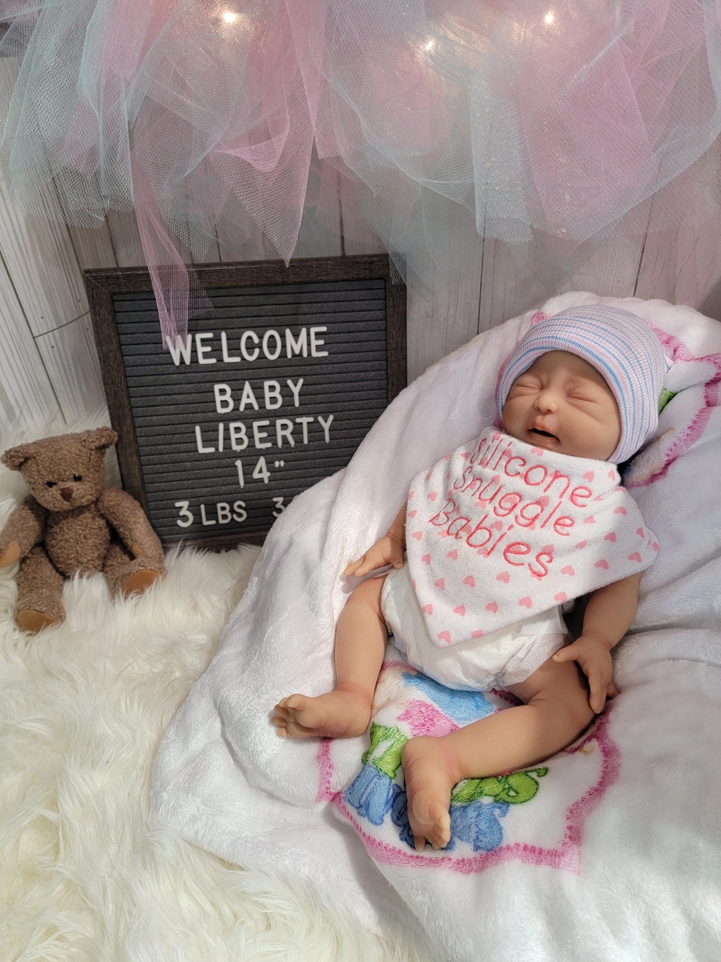 Silicone baby Doll 14 inch Boy or Girl "Lincoln" or "Liberty"