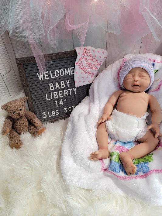 Silicone baby Doll 14 inch Boy or Girl "Lincoln" or "Liberty"