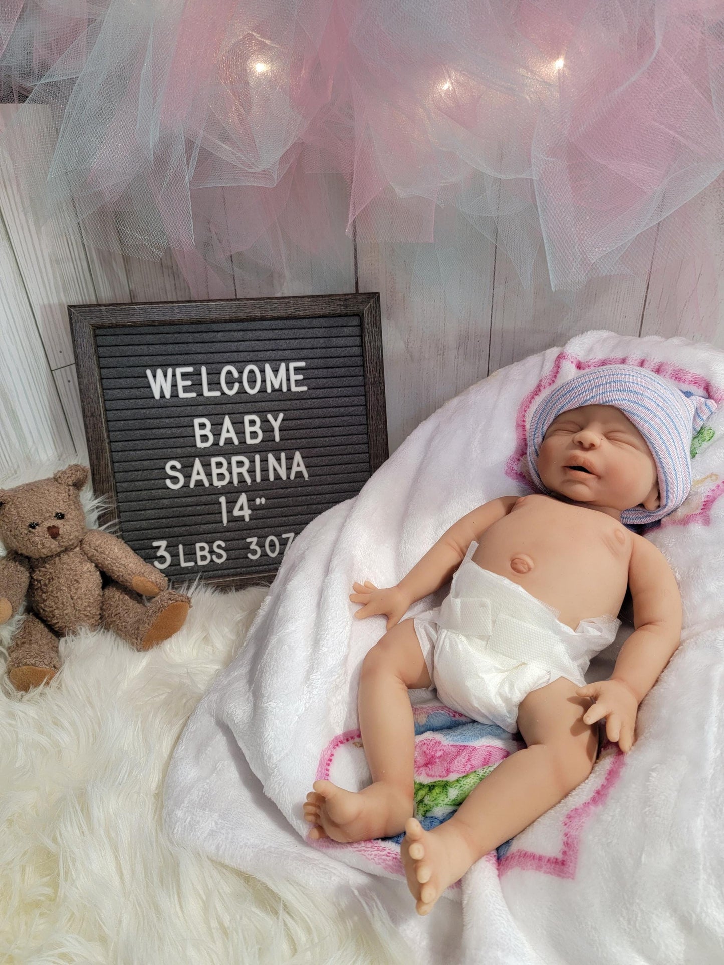 Silicone Baby Doll 14 inch Boy or Girl "Sabrina" or "Sebastian"