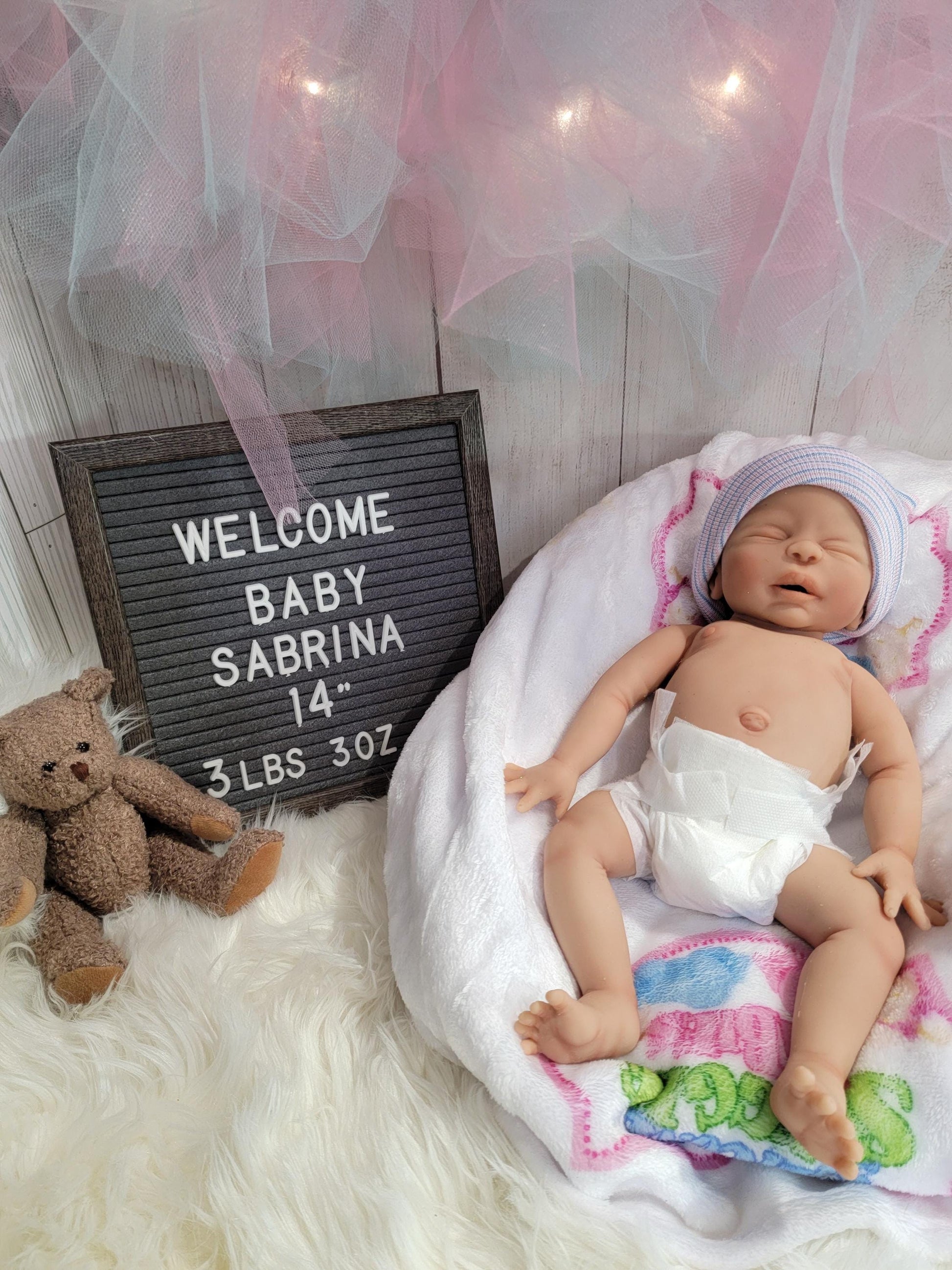 Silicone Baby Doll 14 inch Boy or Girl "Sabrina" or "Sebastian"