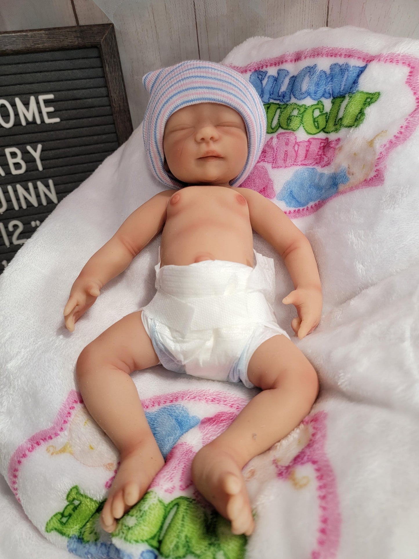 Authentic 12" Silicone Baby Doll "Quinn" Enhanced Realism Edition Handmade by Artist