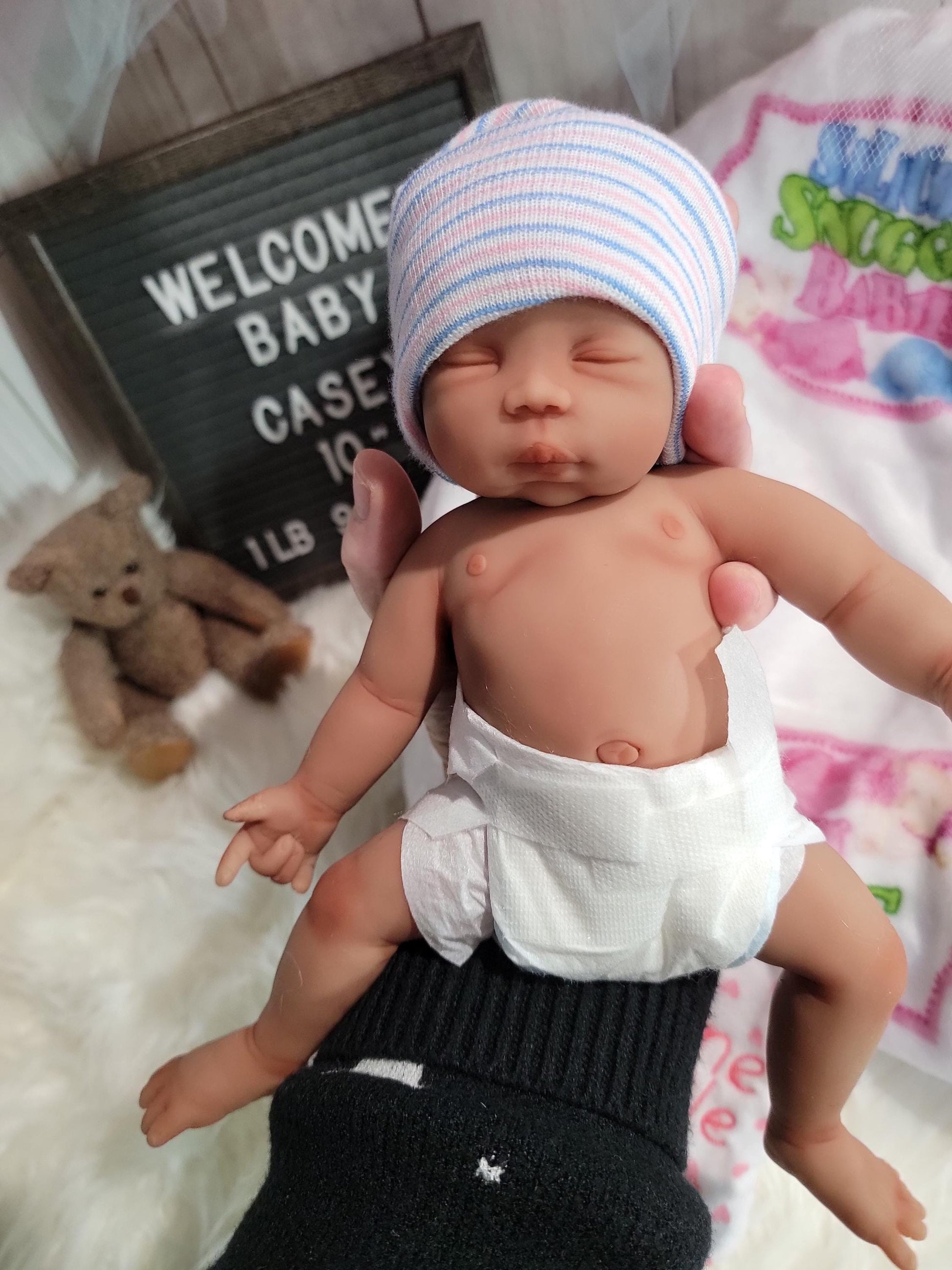 Handmade 10" Silicone Baby Doll - "Casey" Enhanced Realism Edition