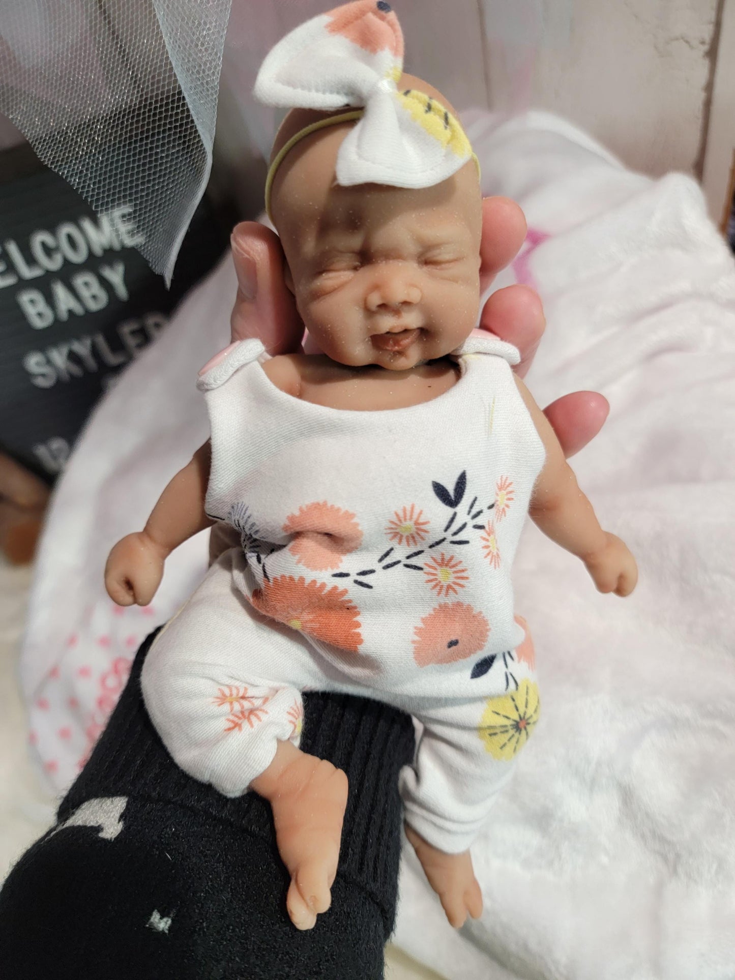 Handmade 8" Silicone Baby Doll - Skyler with Enhanced Realism Edition
