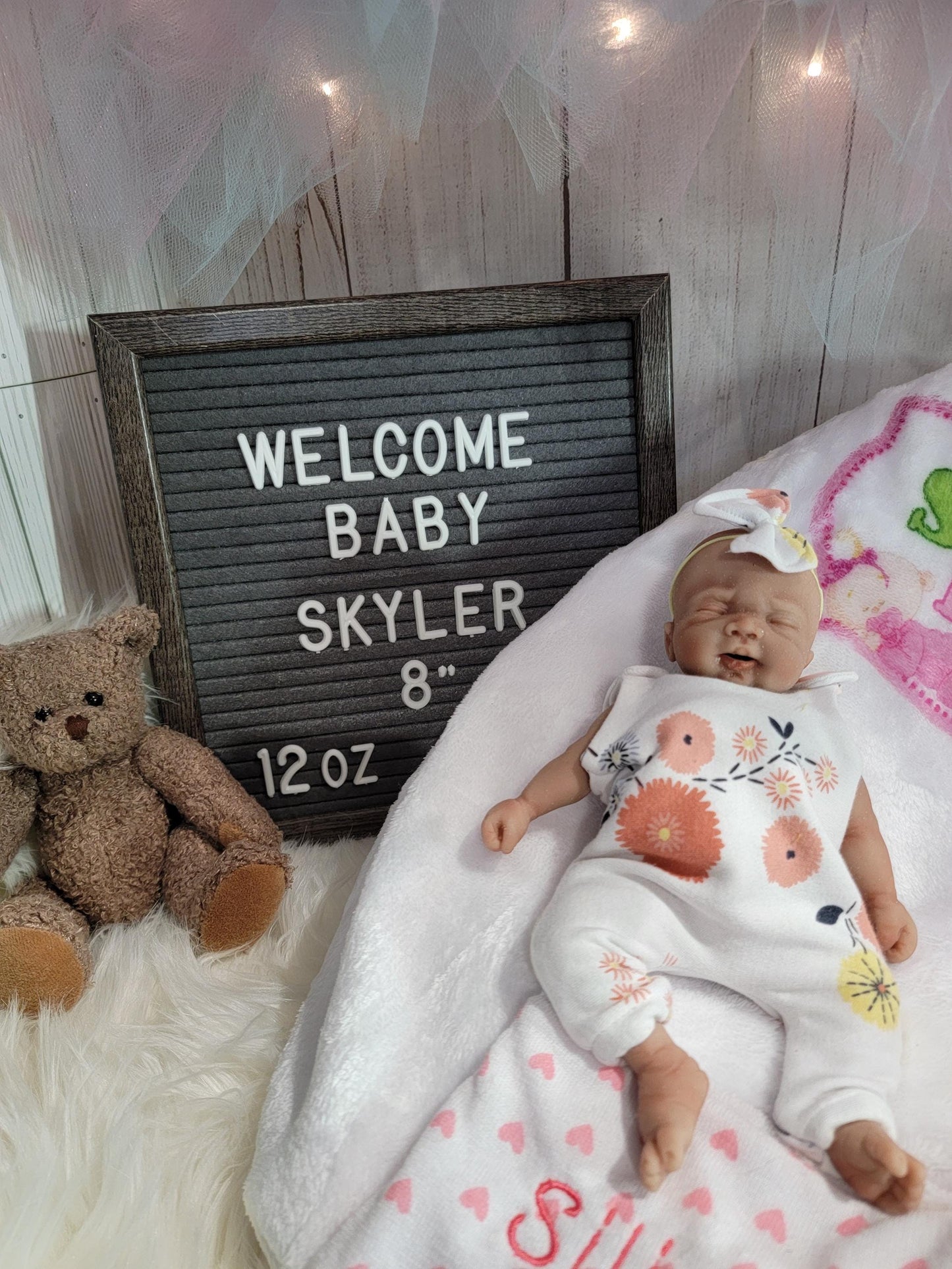 Handmade 8" Silicone Baby Doll - Skyler with Enhanced Realism Edition