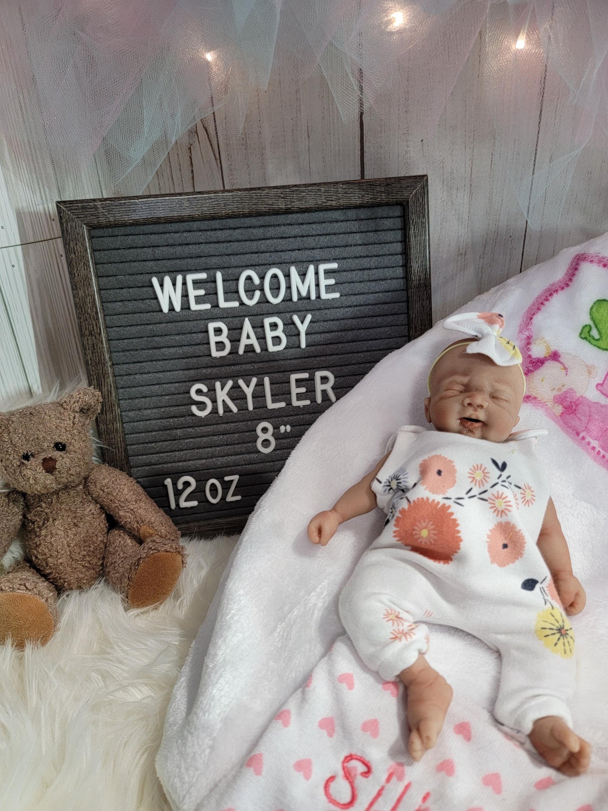 Handmade 8" Silicone Baby Doll - Skyler with Enhanced Realism Edition