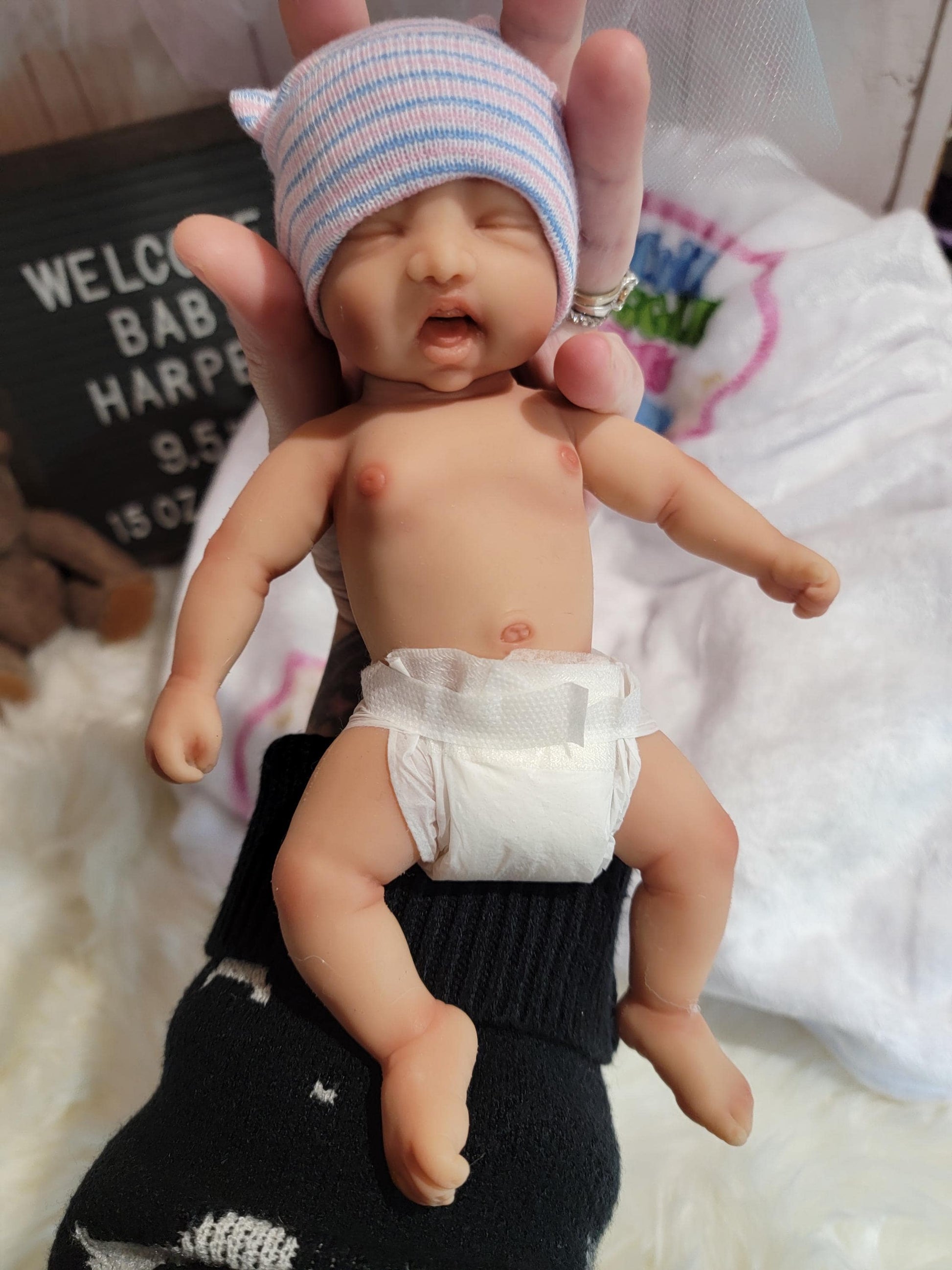 Handmade 9.5" Silicone Baby Doll Harper Enhanced Realism Edition