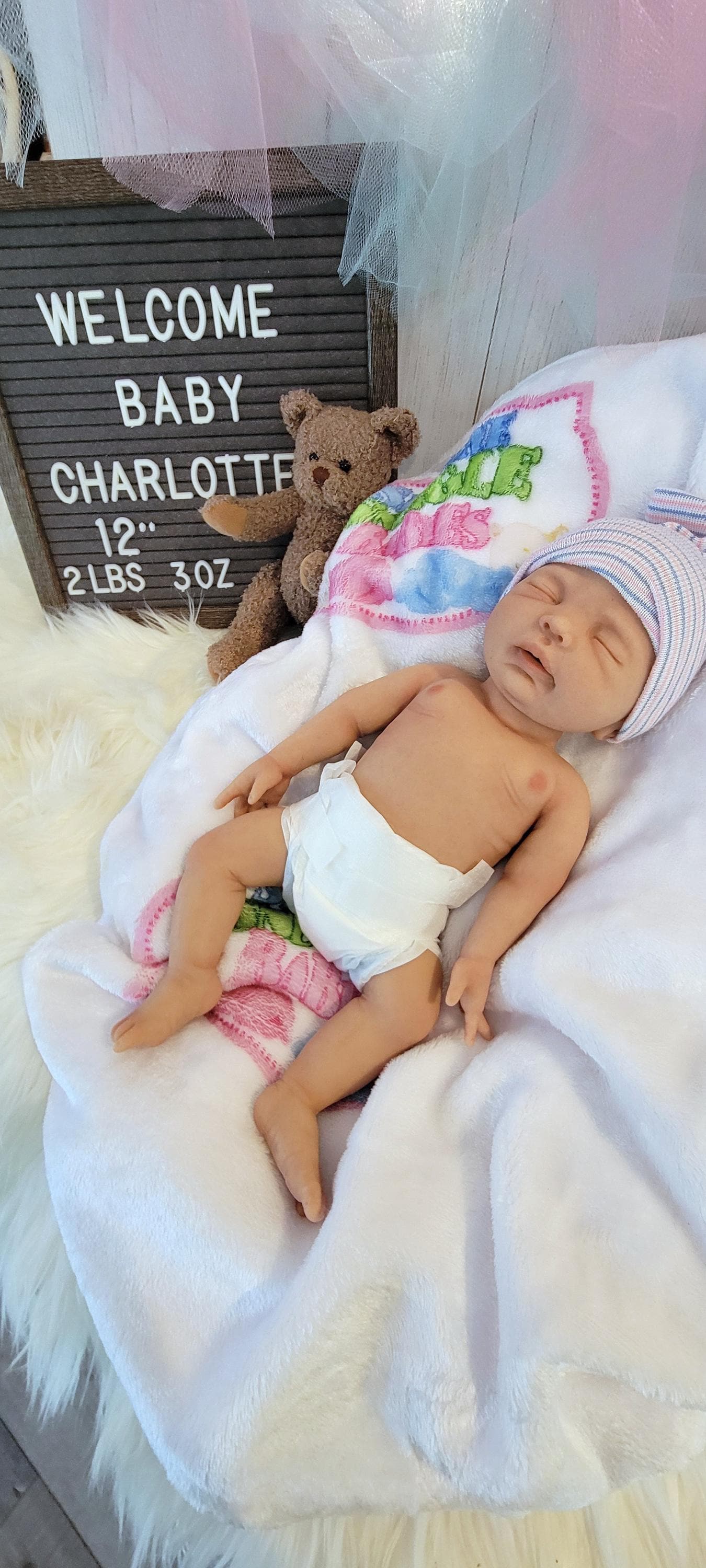 Silicone Baby Doll 12" Boy or Girl "Charlotte" or "Carter"