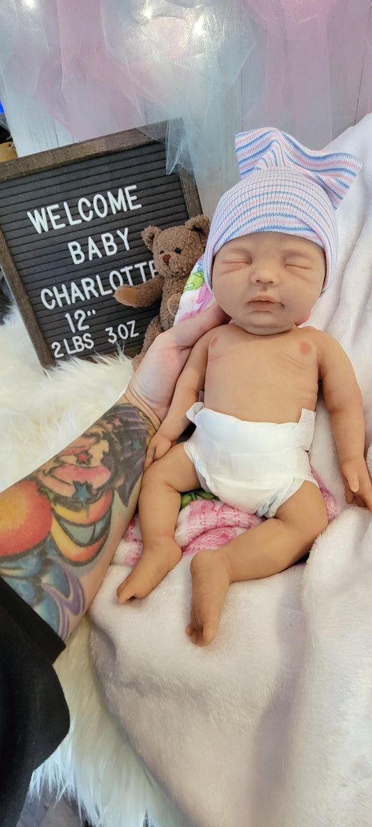 Silicone Baby Doll 12" Boy or Girl "Charlotte" or "Carter"
