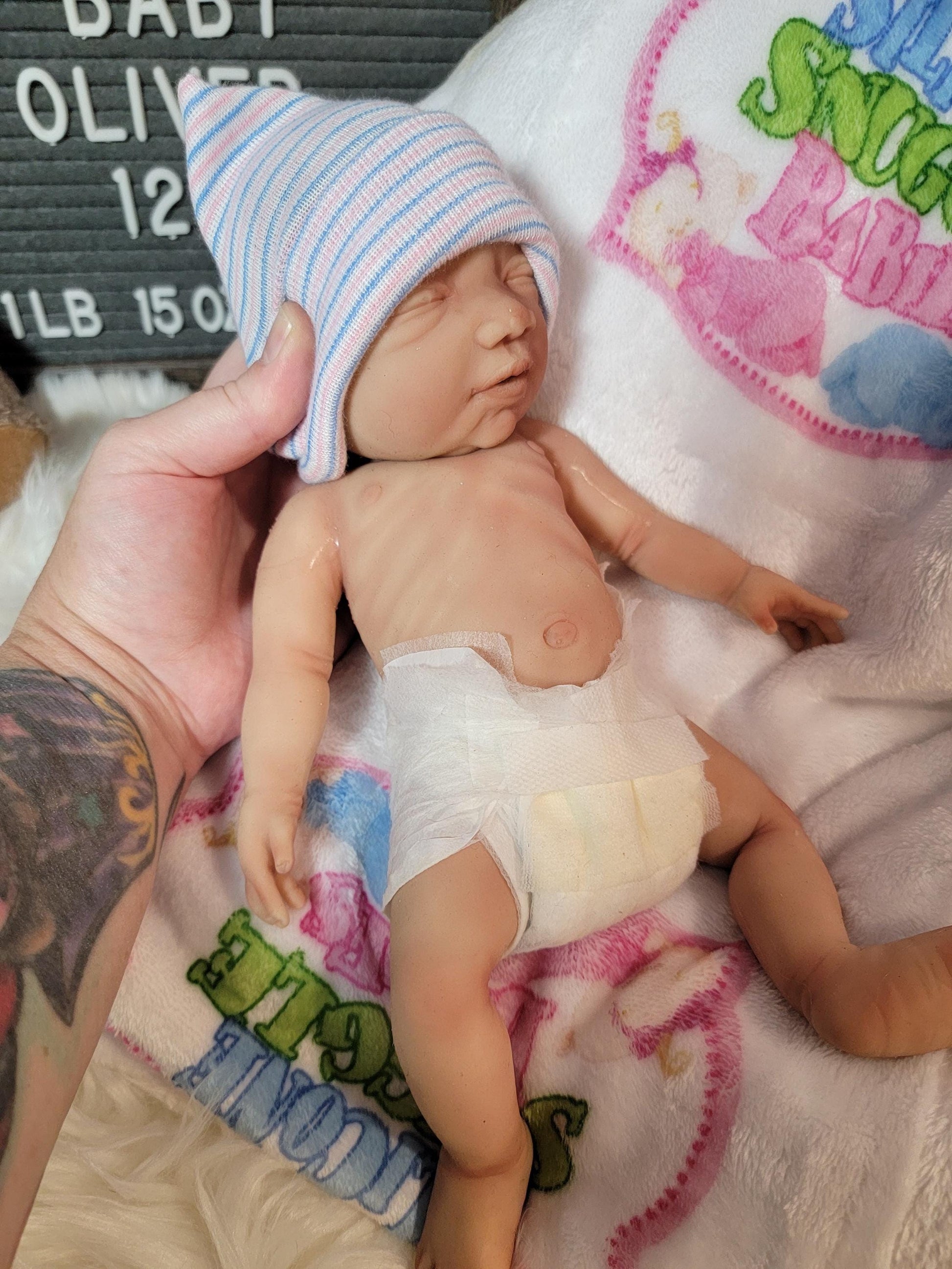 Authentic 12" Silicone Baby Doll "Oliver" Boy Enhanced Realism Edition Handmade by Artist