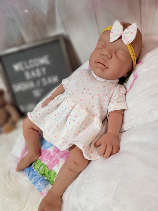 Authentic 16" Silicone Baby Doll "Sasha" Enhanced Realism Edition Handmade by Artist
