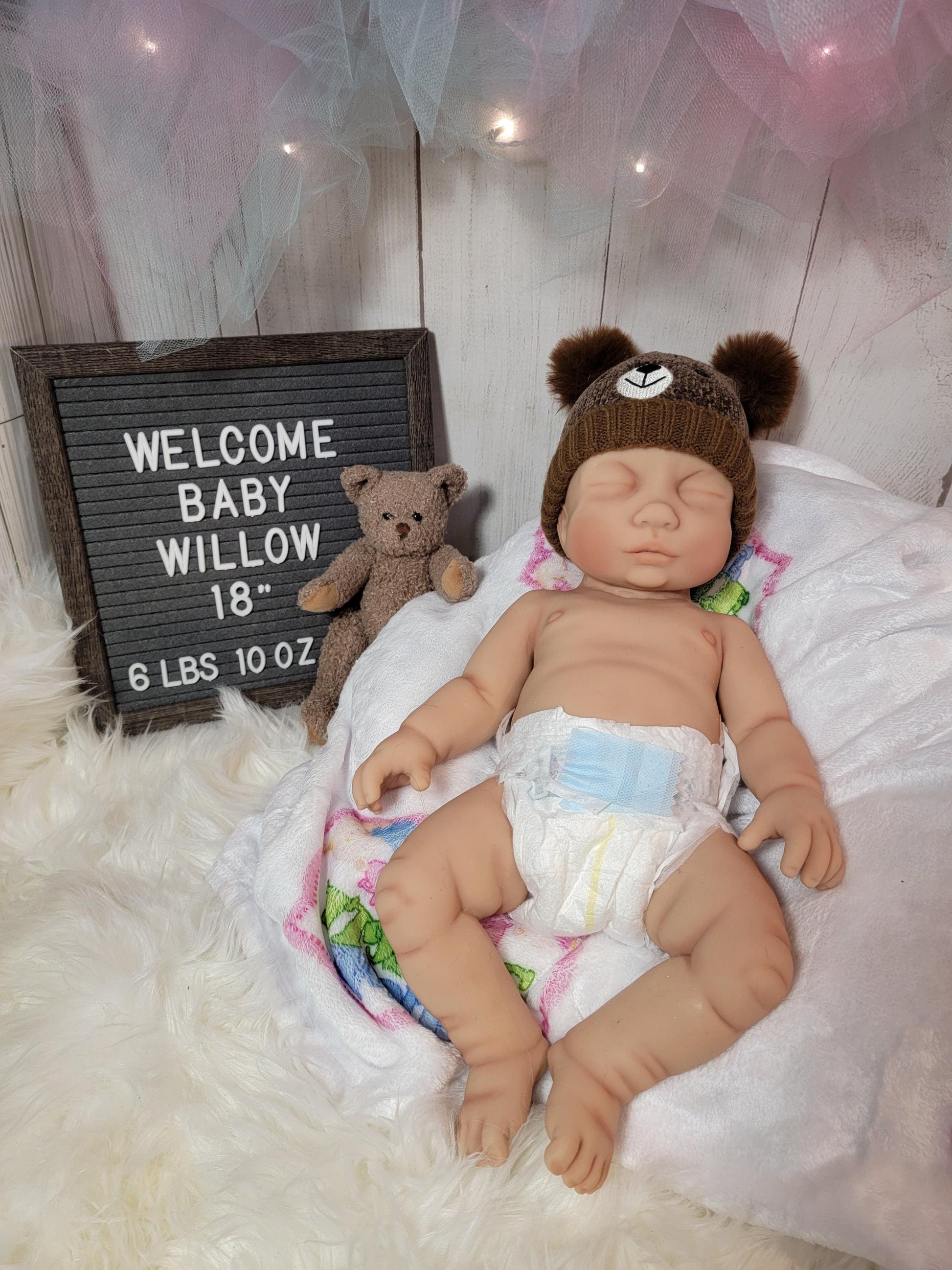 Silicone Baby Doll 18 inch Girl or Boy "Willow" or "William"