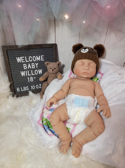 Silicone Baby Doll 18 inch Girl or Boy "Willow" or "William"