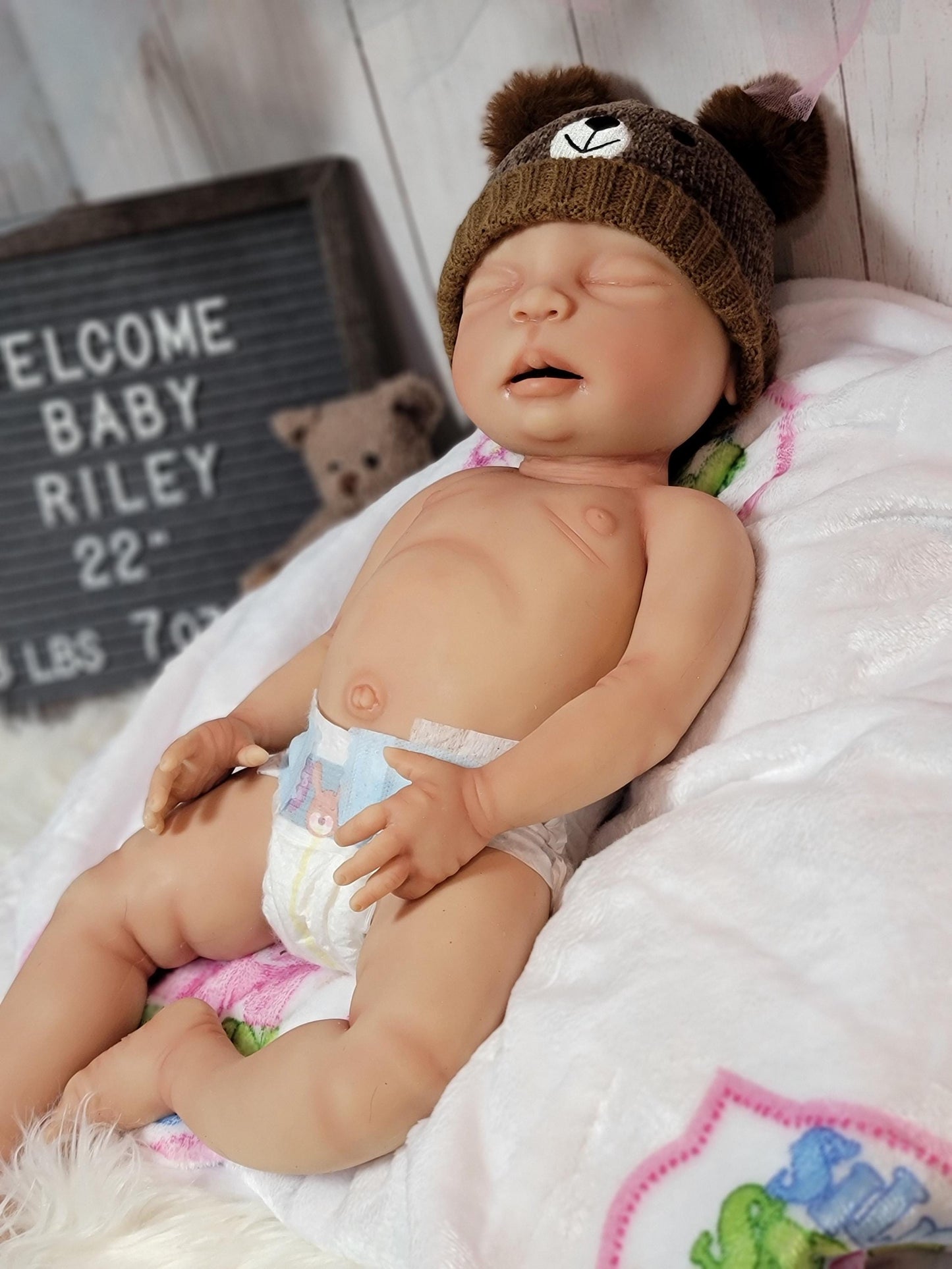 Handmade 22" Silicone Baby Doll "Riley" Enhanced Realism Edition
