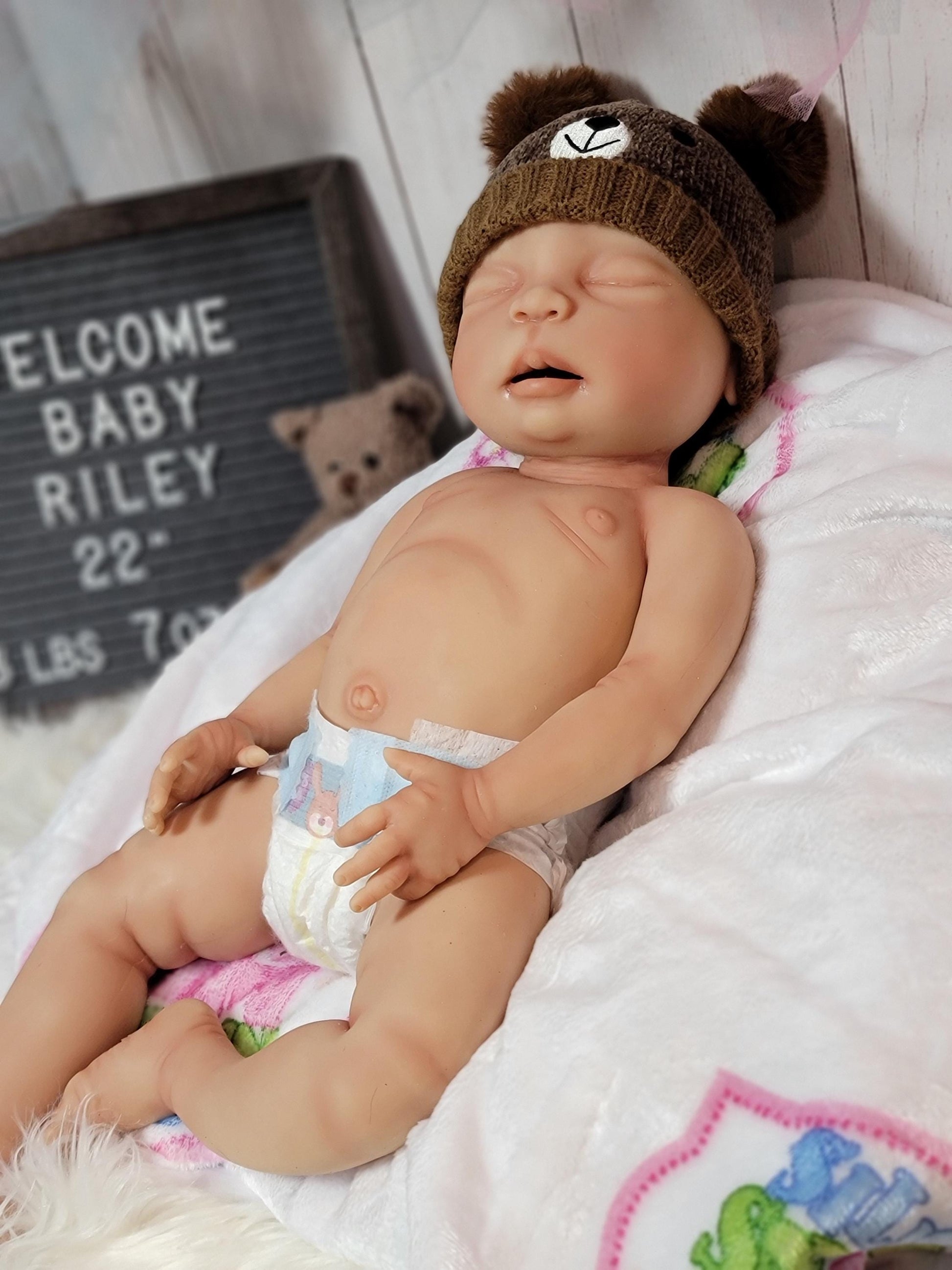 Handmade 22" Silicone Baby Doll "Riley" Enhanced Realism Edition