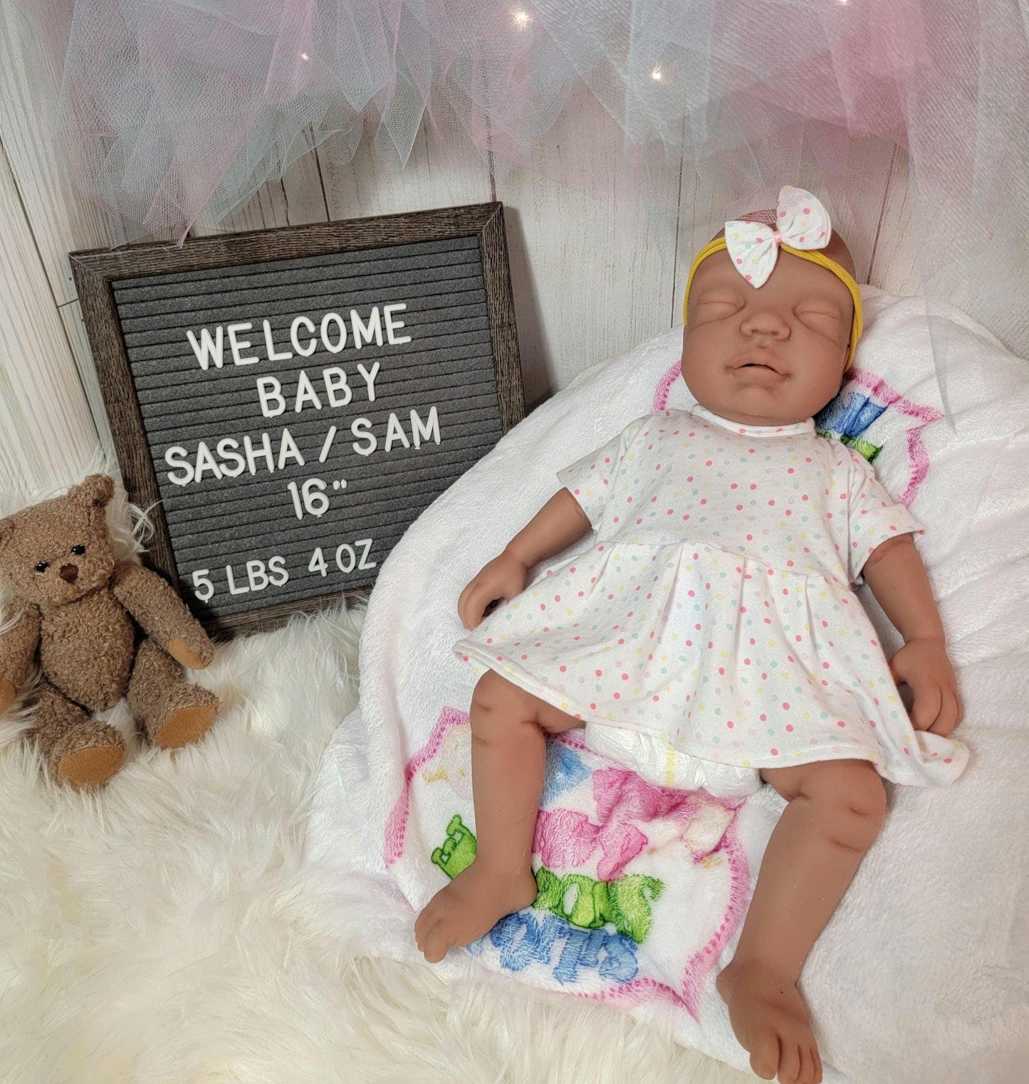 Silicone Baby Doll 16 inch Boy or Girl "Sasha" or "Sam"