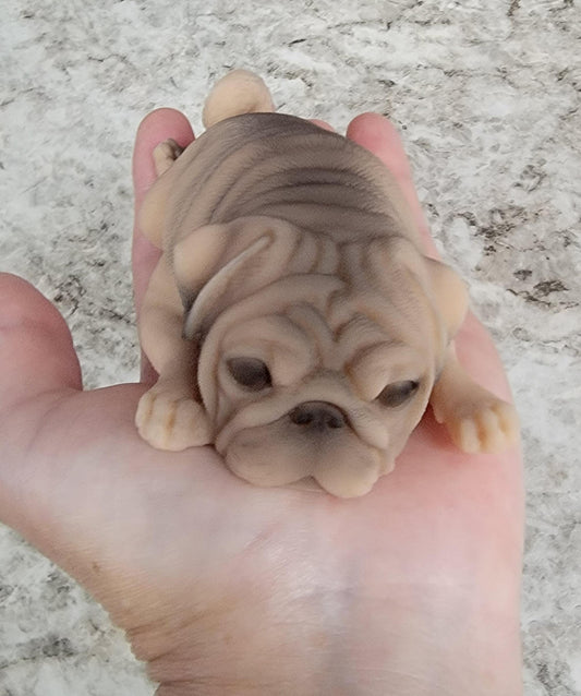 Handmade 5" Pug Full Body Silicone Shelf Sitter