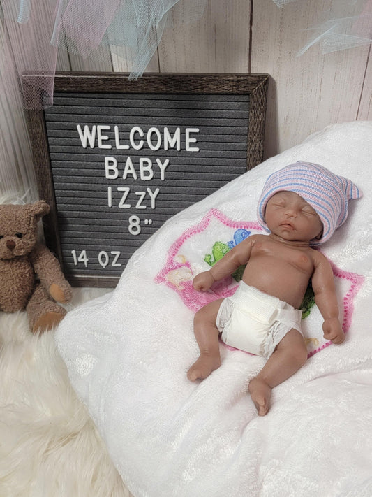 Silicone Baby Girl Doll 8 inch "Izzy"