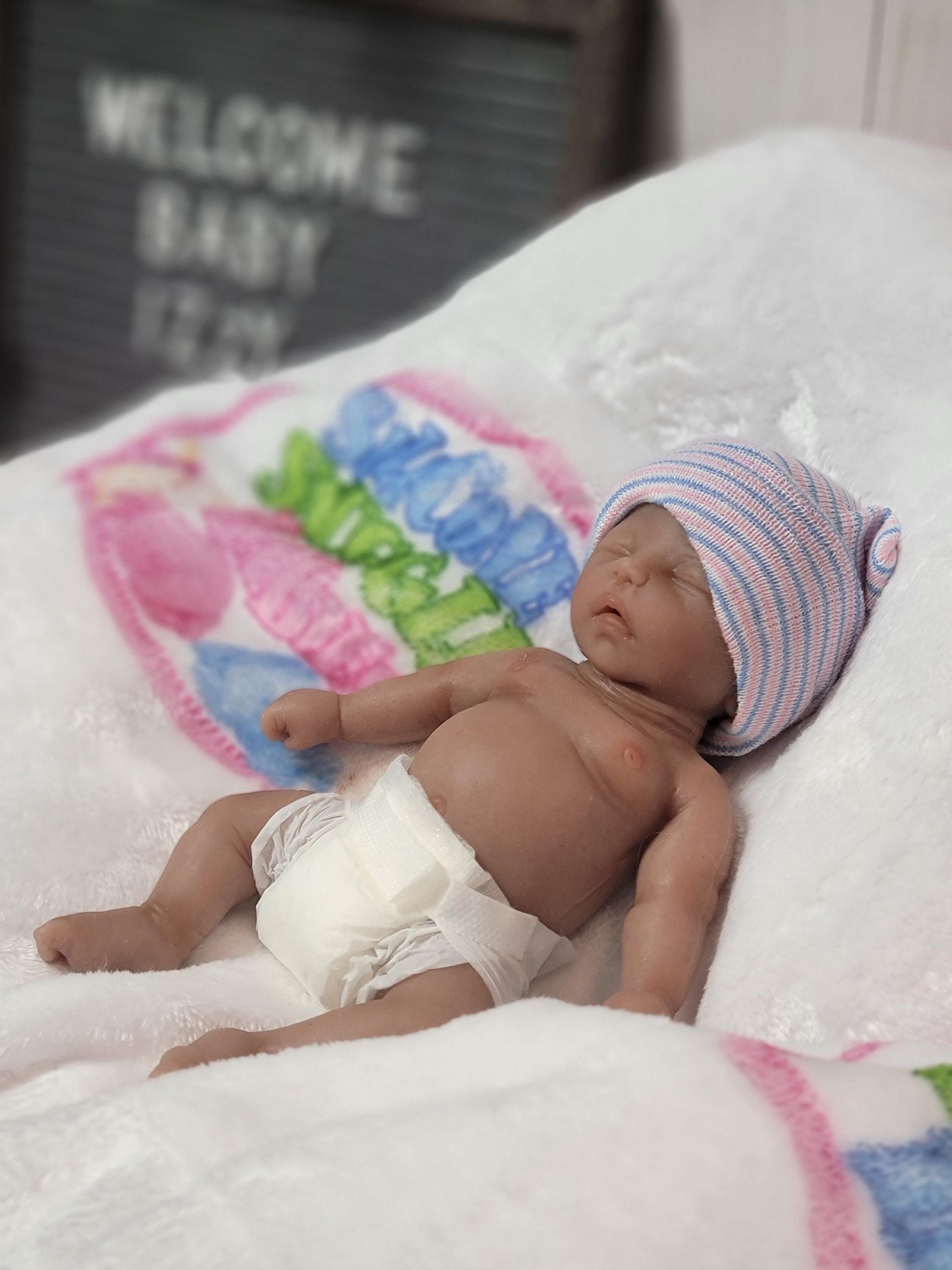 Handmade 8" Silicone Baby Doll - Izzy Enhanced Realism Edition