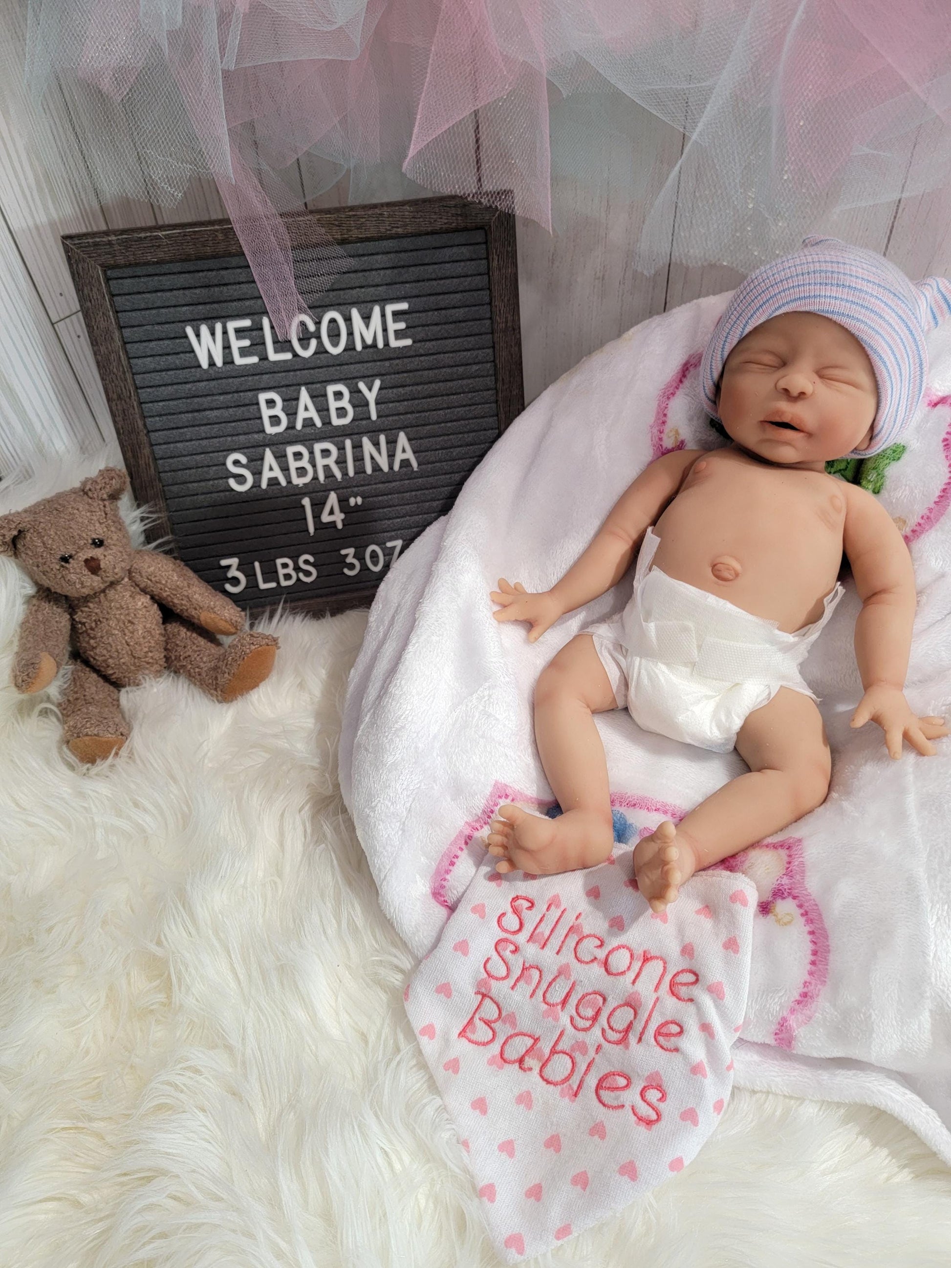 Silicone Baby Doll 14 inch Boy or Girl "Sabrina" or "Sebastian"