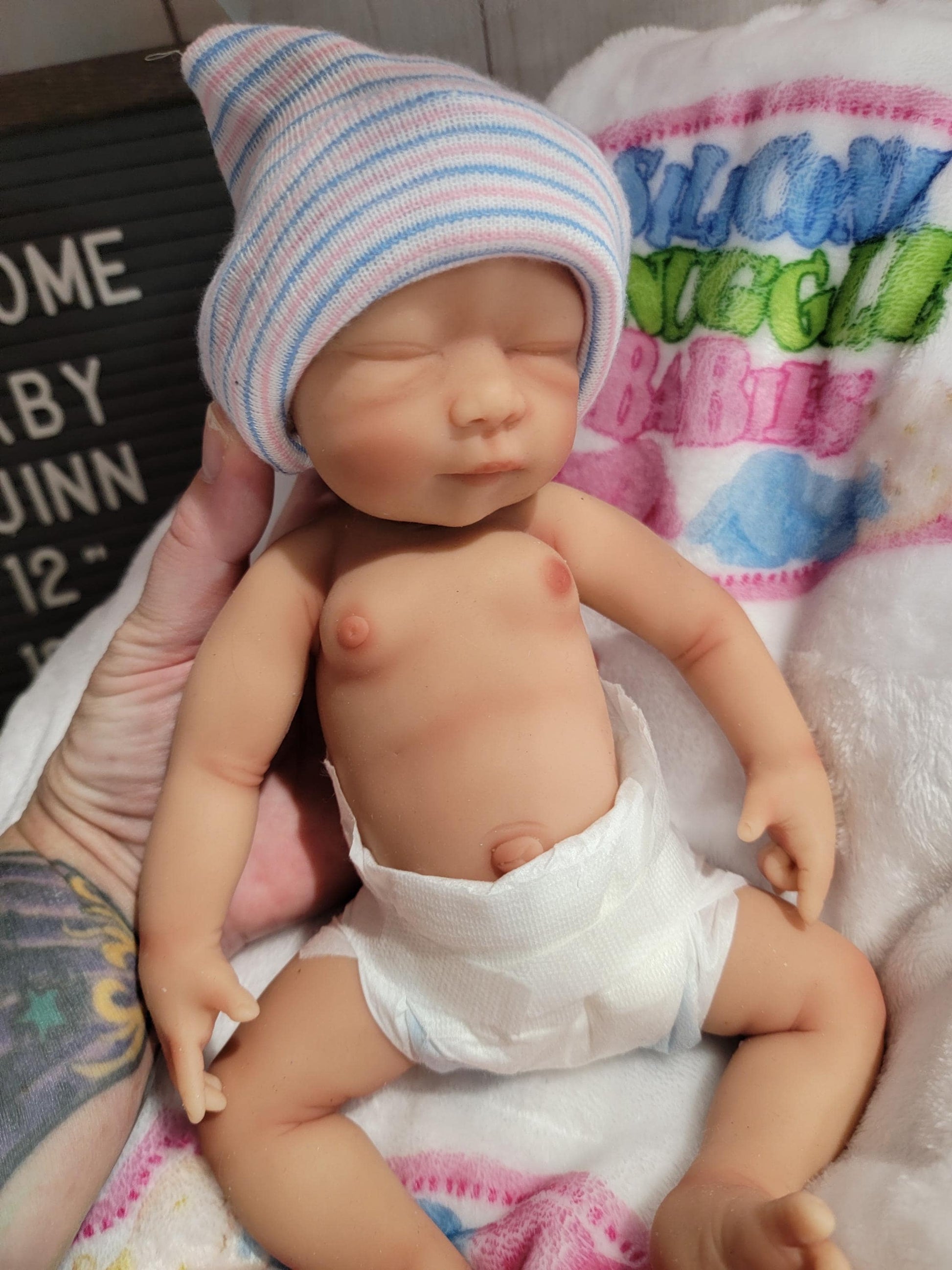 Handmade 12" Silicone Baby Doll "Quinn" Enhanced Realism Edition