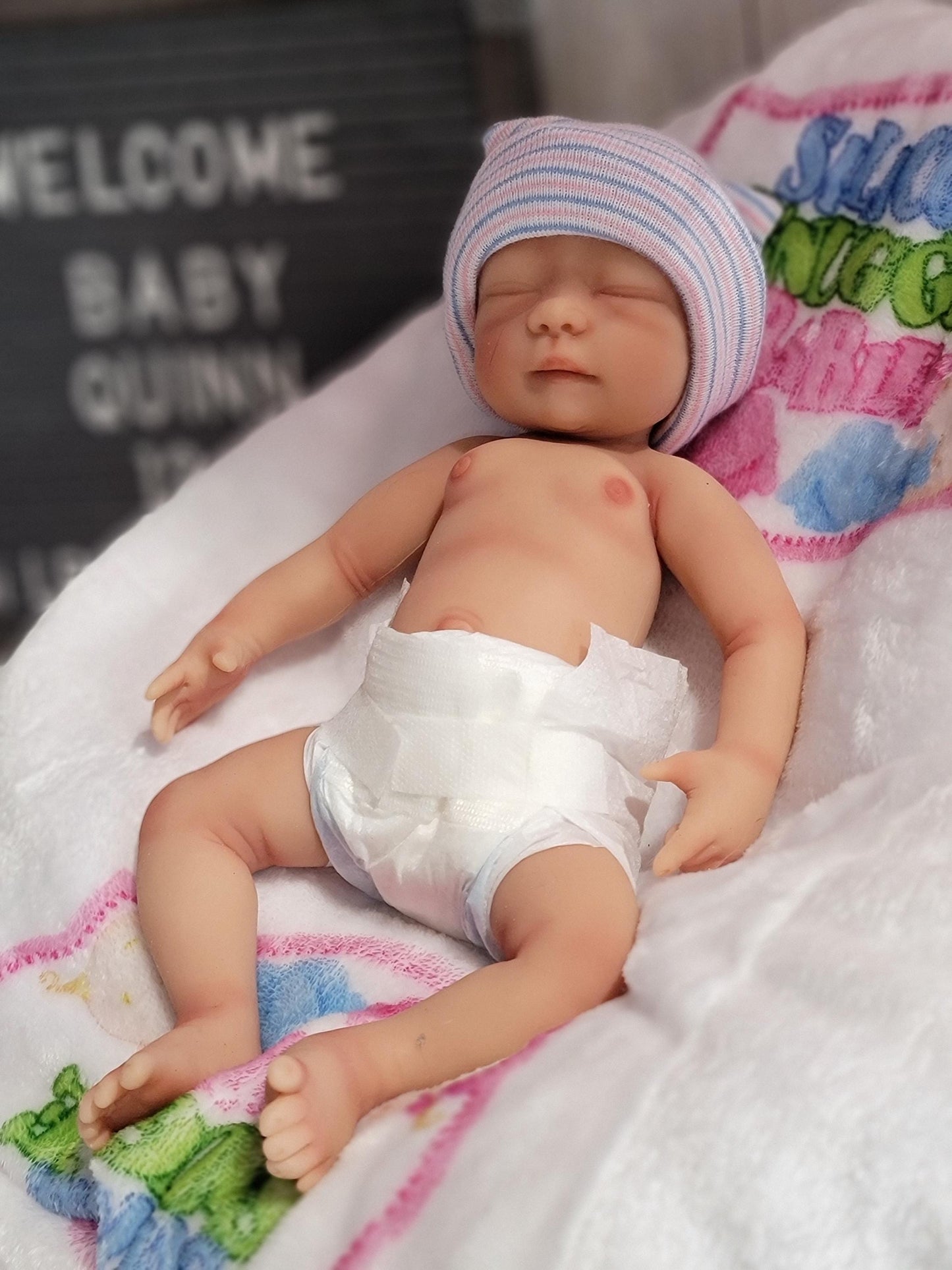Authentic 12" Silicone Baby Doll "Quinn" Enhanced Realism Edition Handmade by Artist