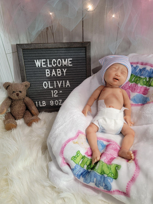 Silicone Baby Girl Doll 12 inch "Olivia"