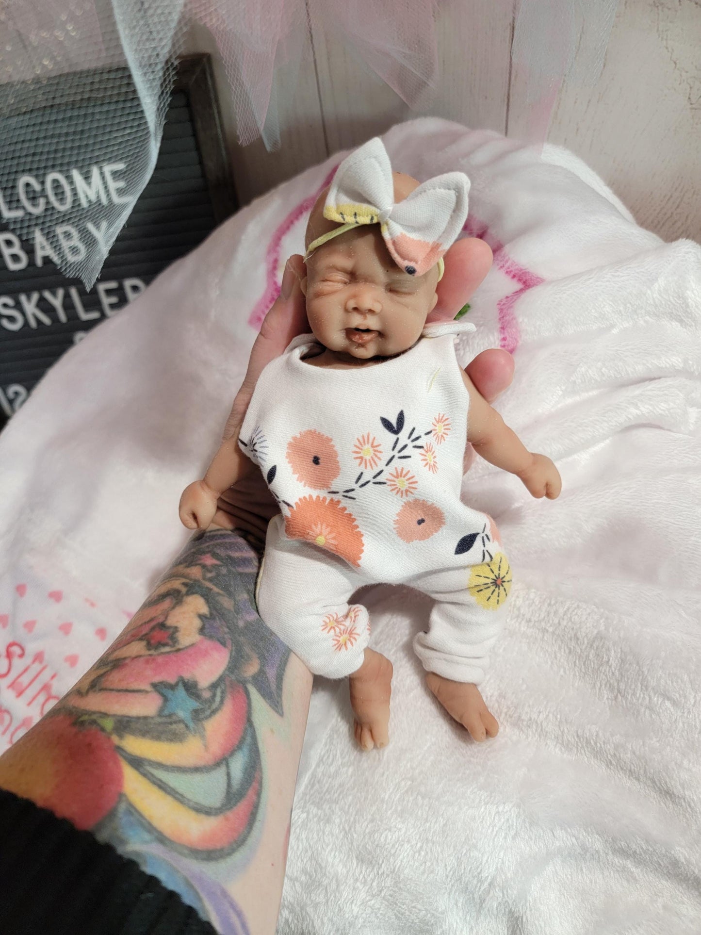 Handmade 8" Silicone Baby Doll - Skyler with Enhanced Realism Edition