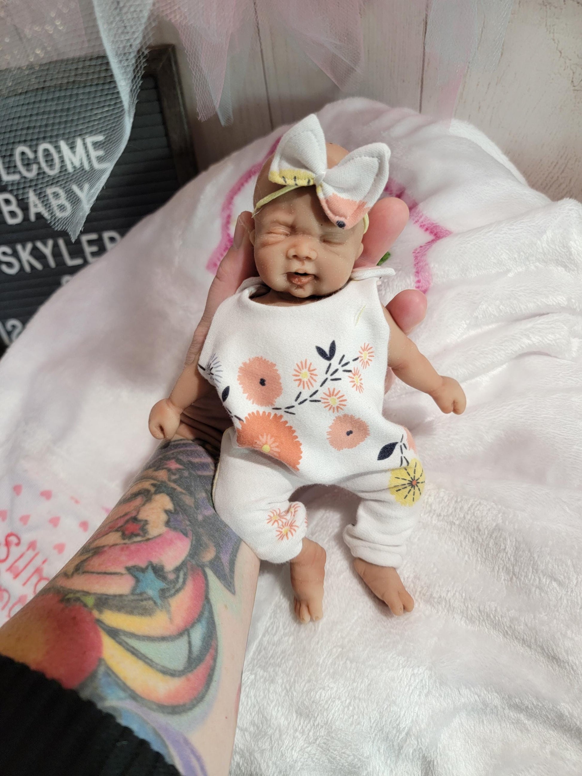 Handmade 8" Silicone Baby Doll - Skyler with Enhanced Realism Edition